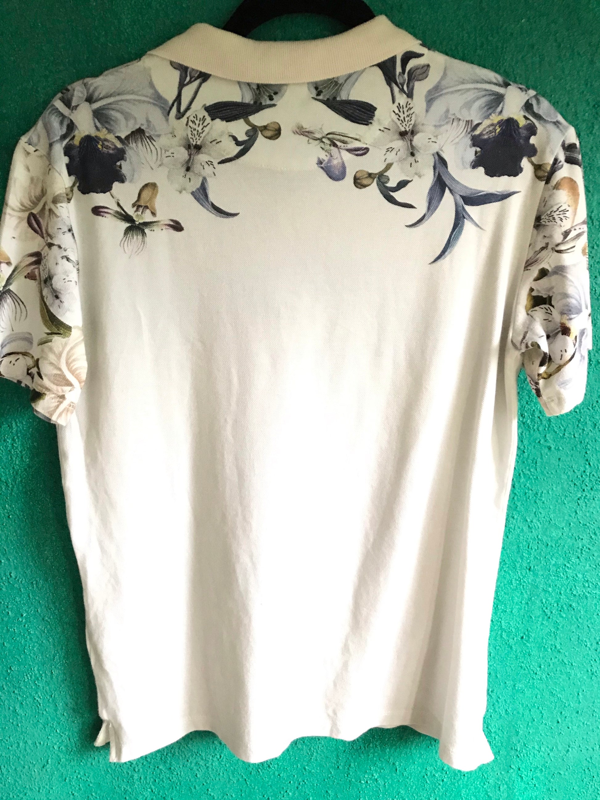 Vintage Zara Men's Polo Shirt Tropical Floral S
