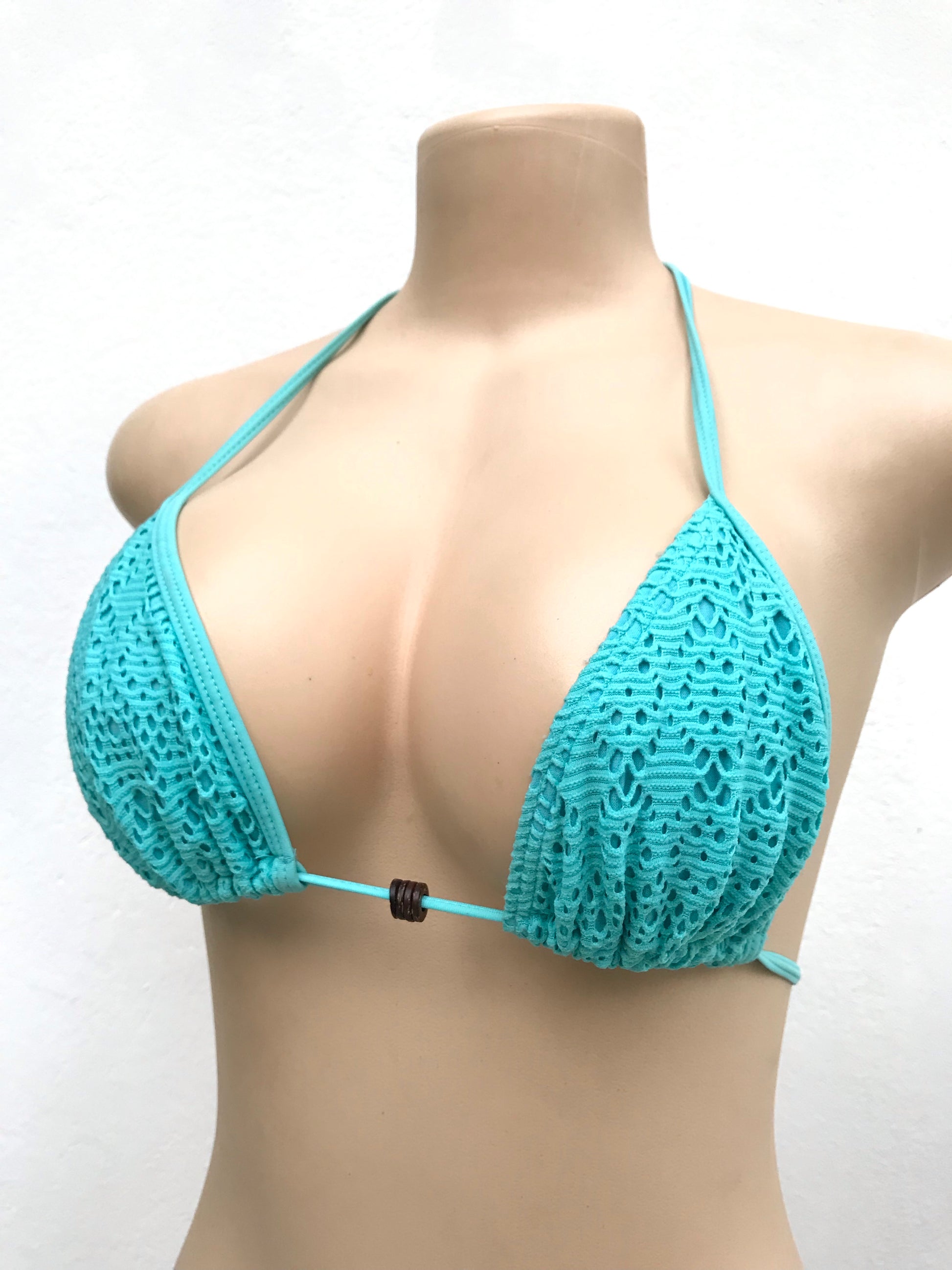 Blue crochet swim suit top