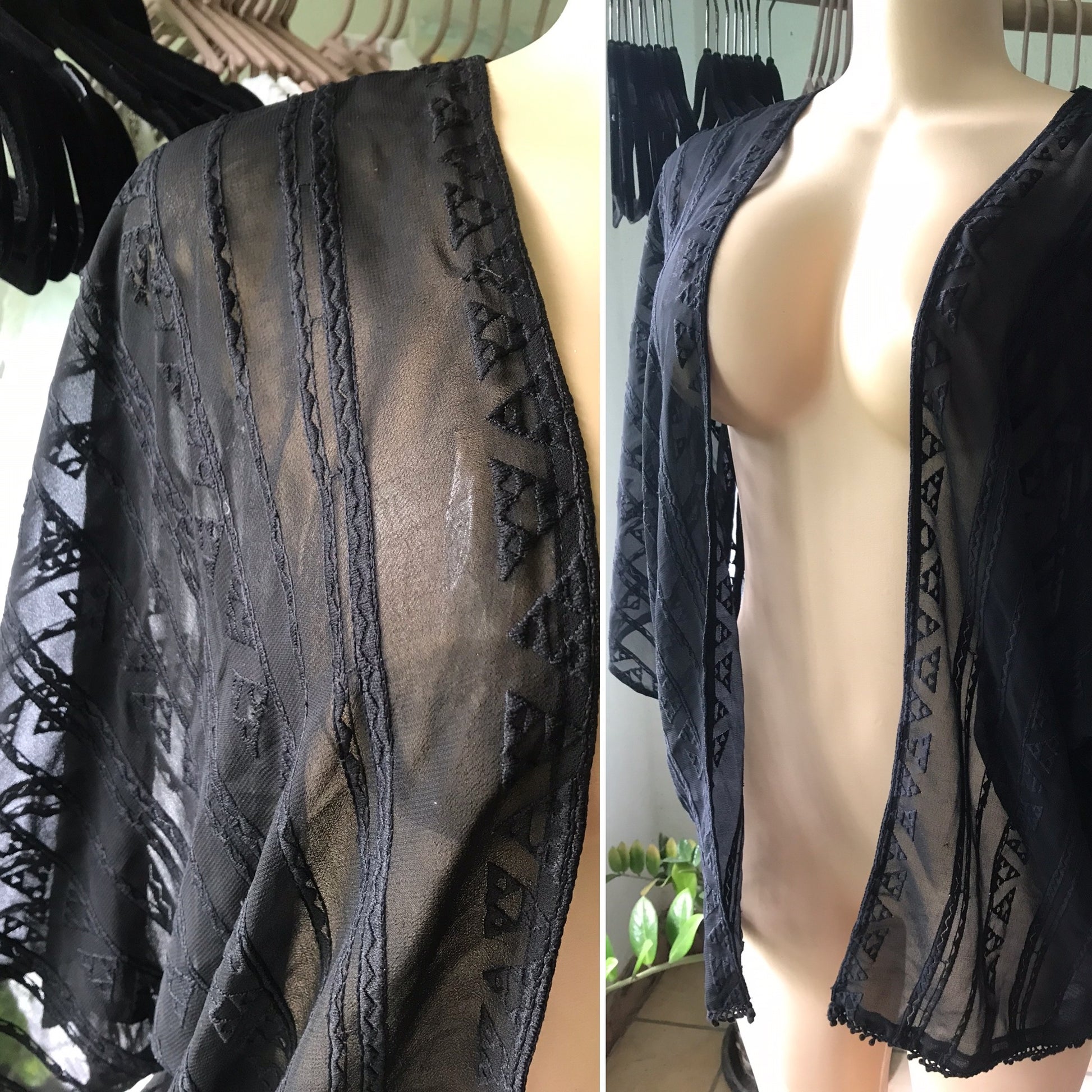New Tag New Look UK Black Embroidery Kimono Coverup