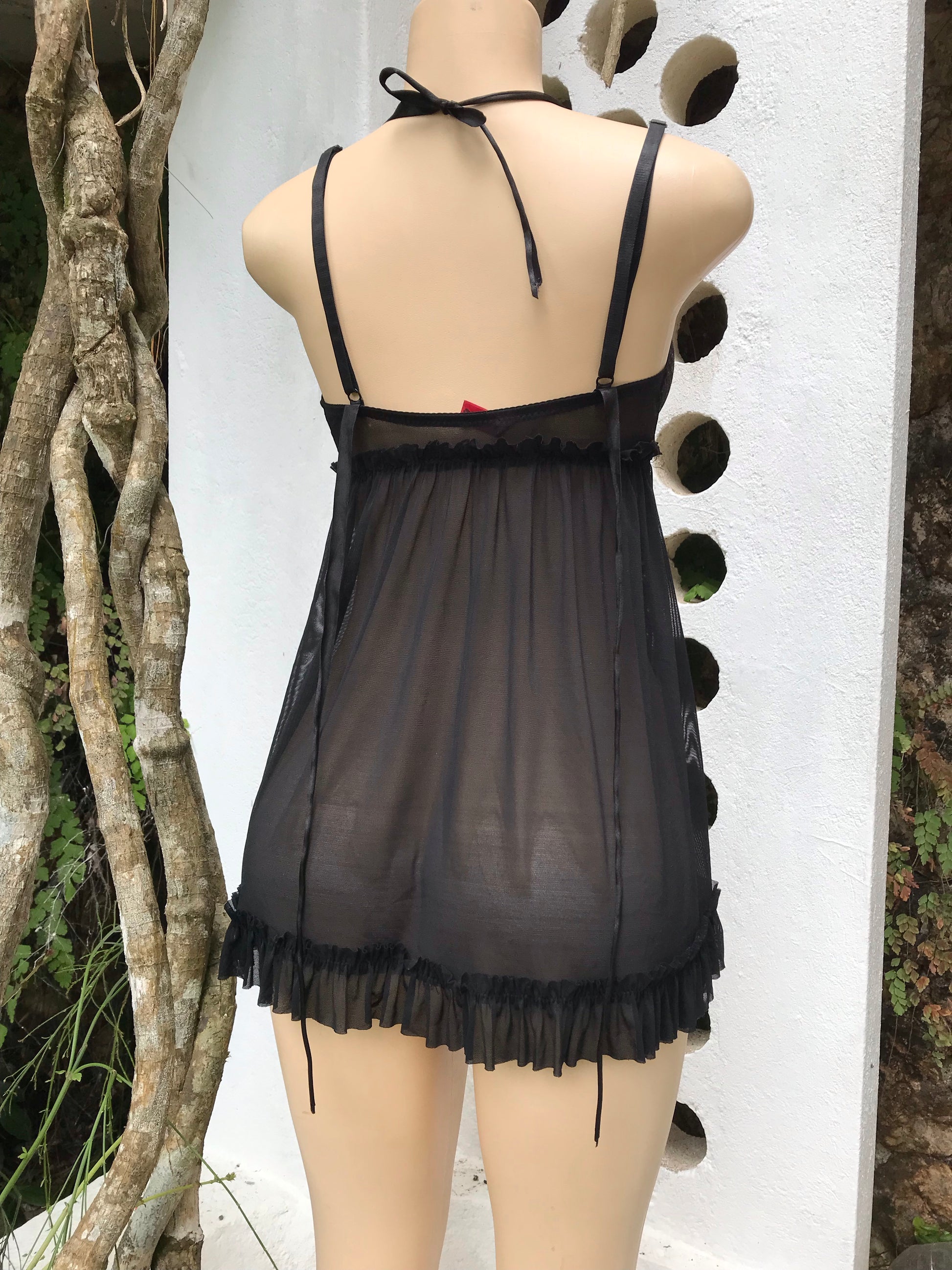 Black & Pink Mesh Lingerie Dress