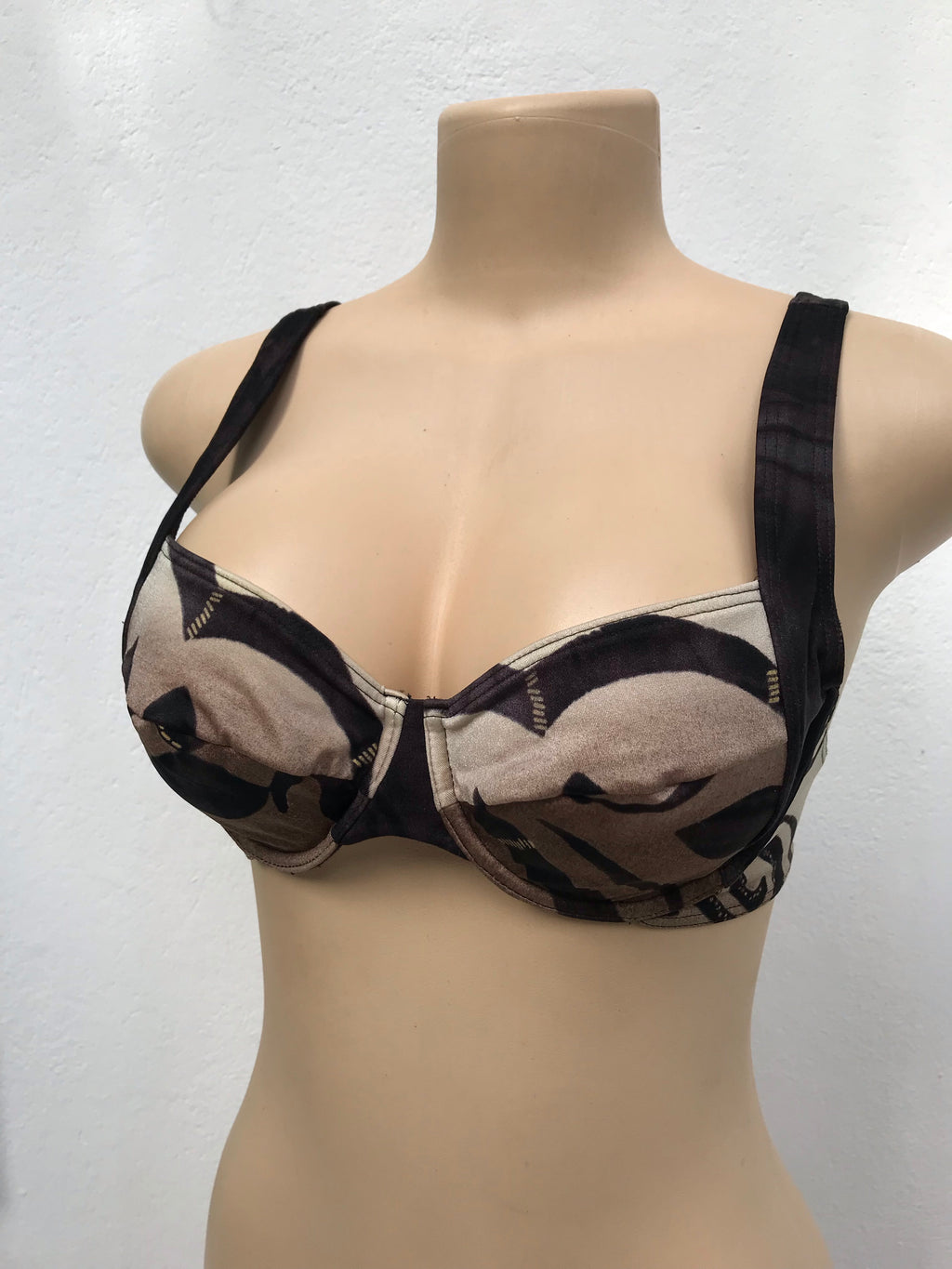 Brown Animal Print Bikini Top Bra Style