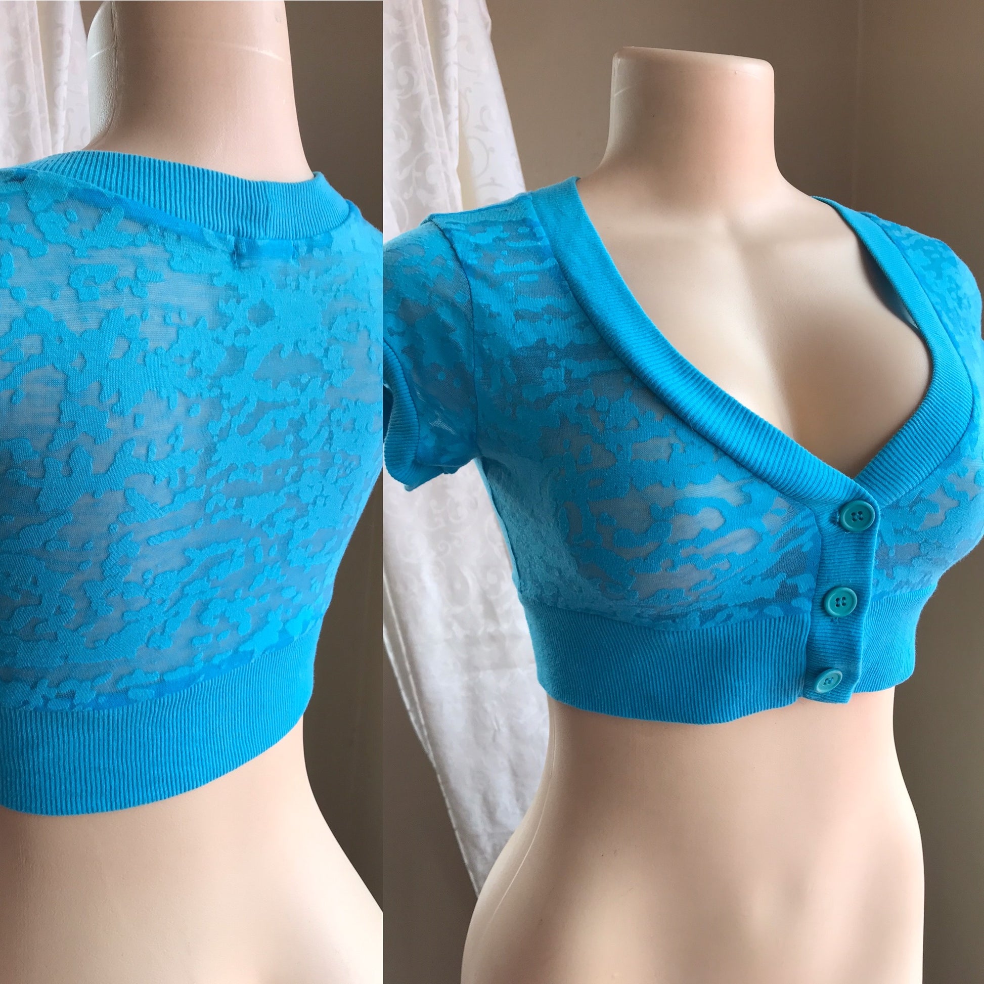 Blue Basic Crop Cardi