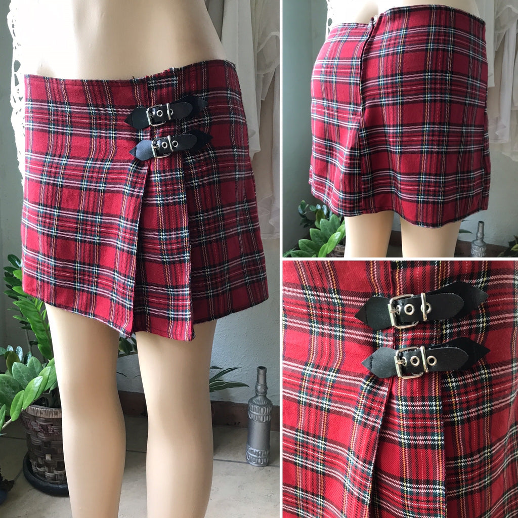 Red Tartan 90s Clueless Skirt Kilt Style Plaid