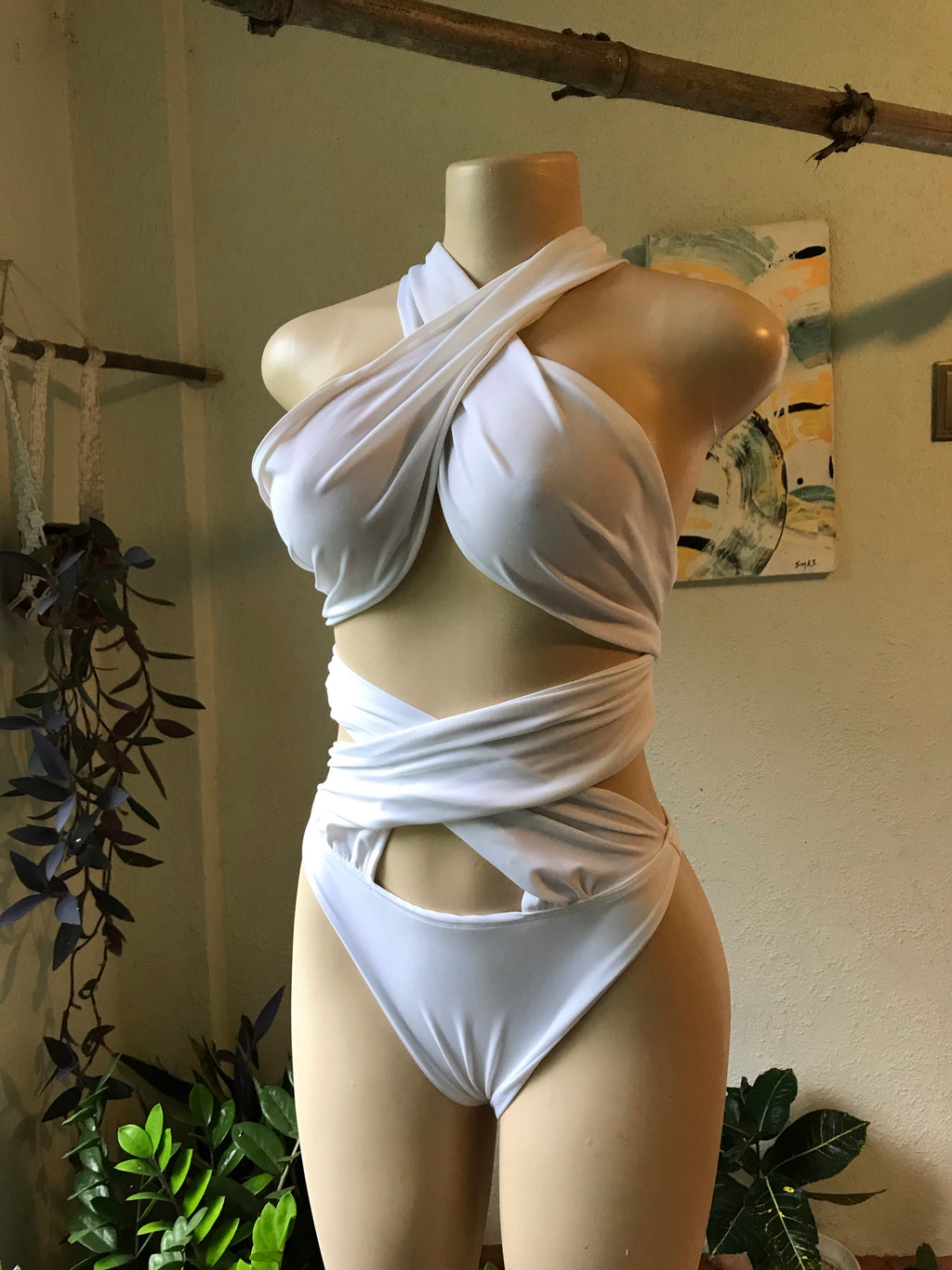 White Flexi Tie Swim Wear