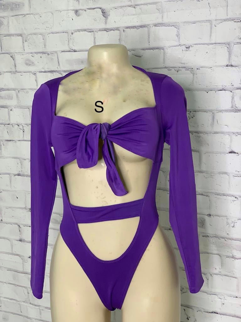 Like New Purple Fancy Bikini One Piece Swim Sleeves - S