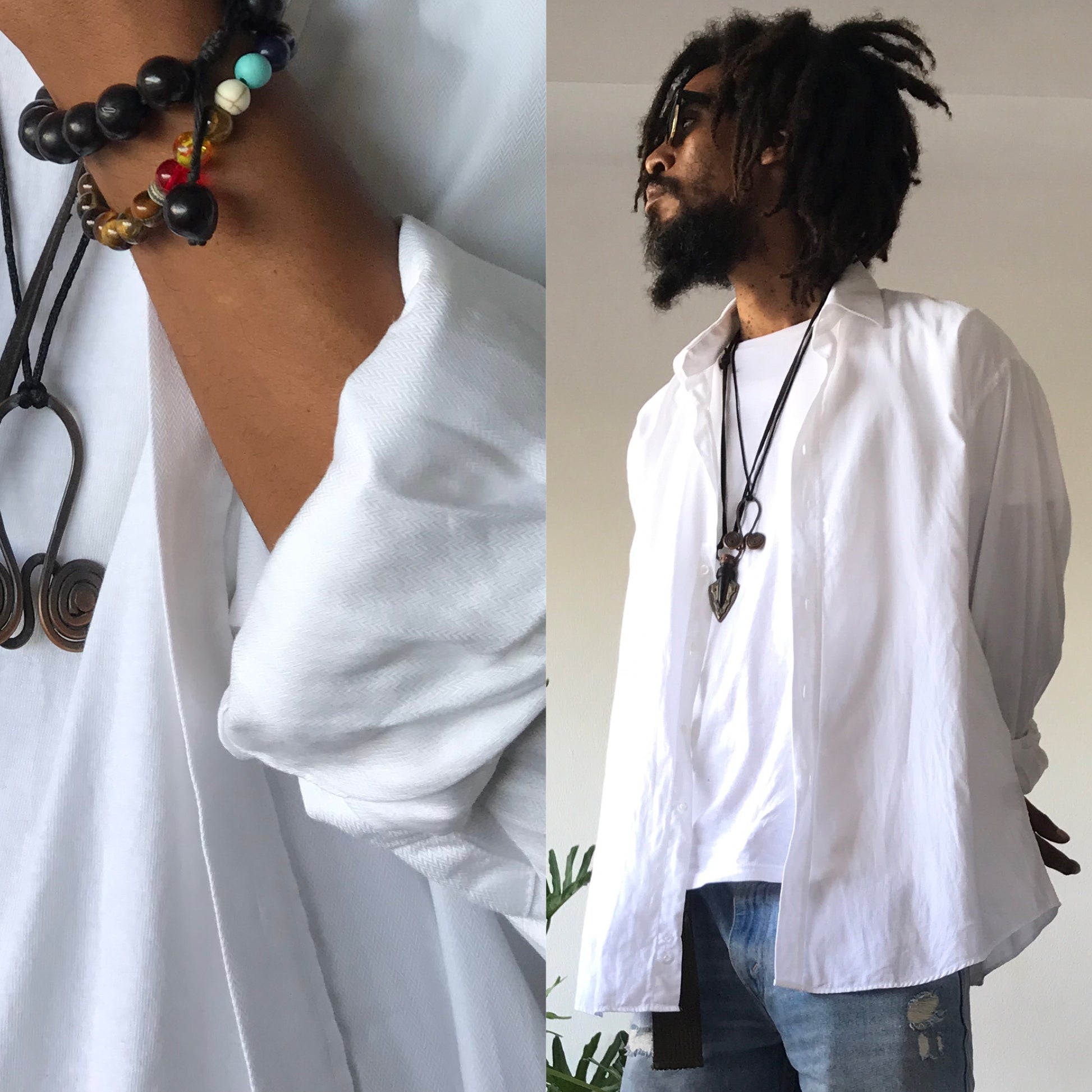 Vintage Mens White Tuxedo Shirt - XL (slim)