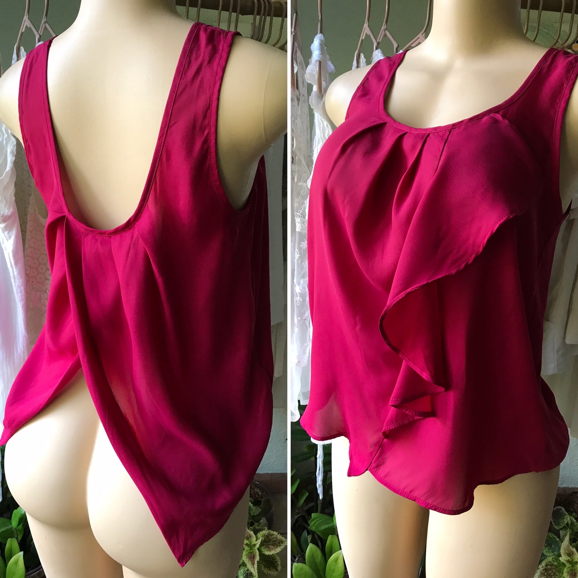 90s BCBG Fuchsia Slit Back Blouse