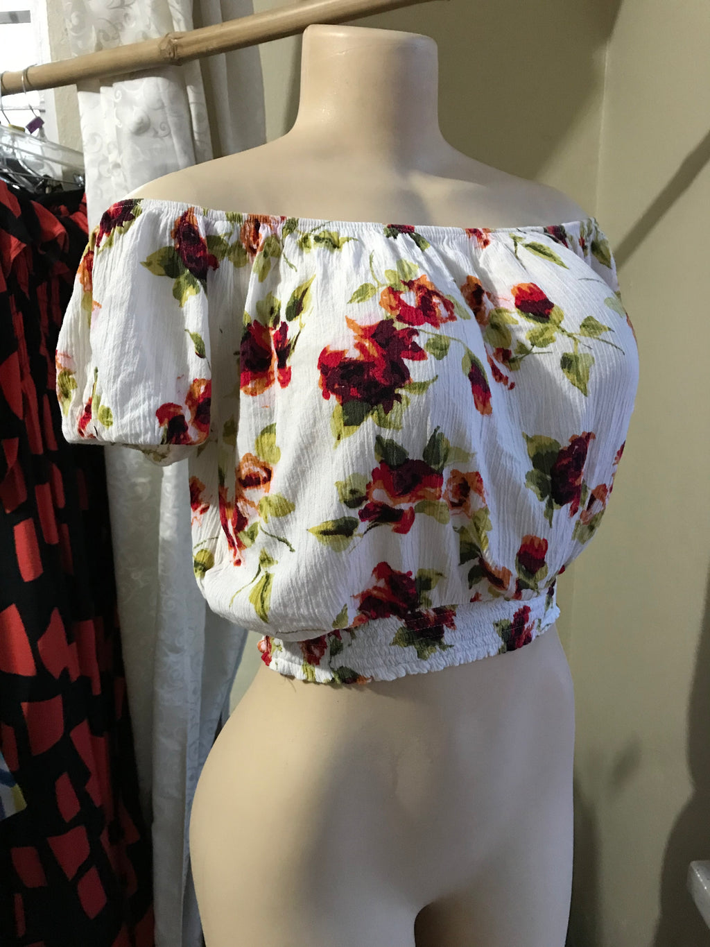 White Rose Crop Top - M