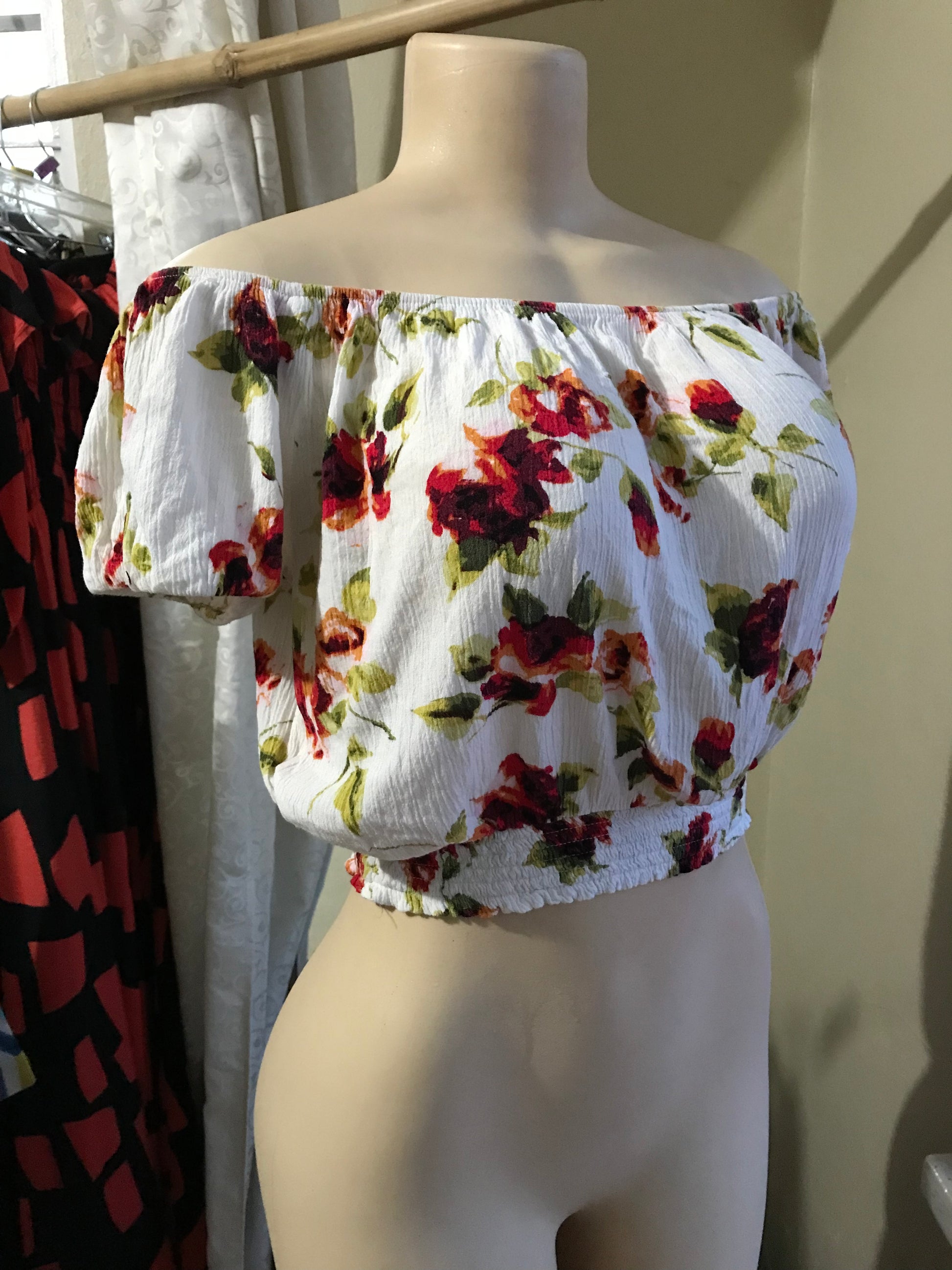 White Rose Crop Top - M