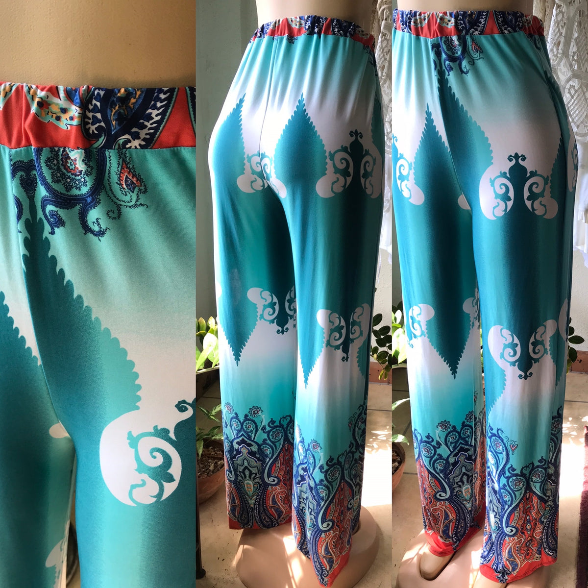 Blue Novelty Palazzo Pants Pattern