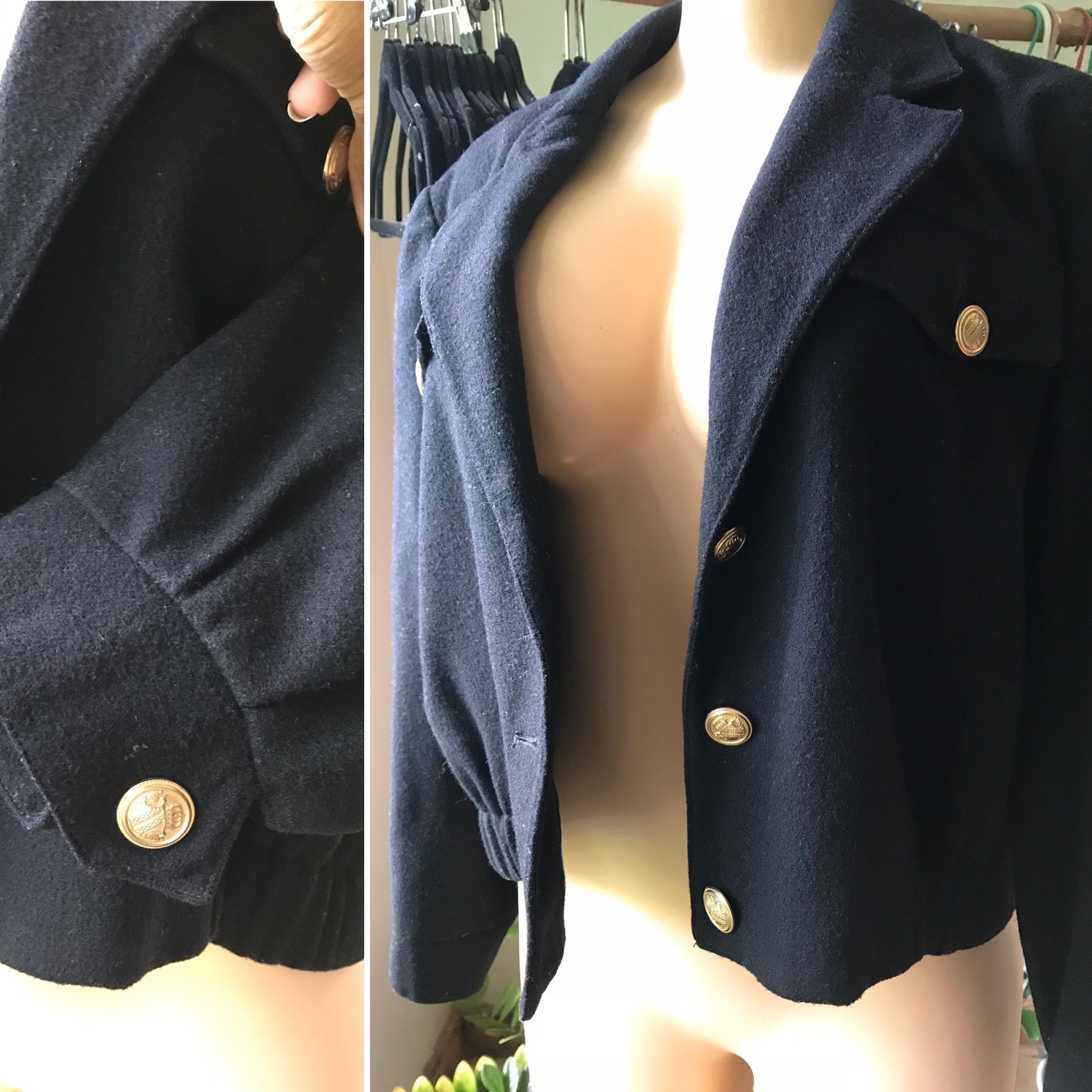 Bill Blass Vintage Black Jacket Gold Buttons