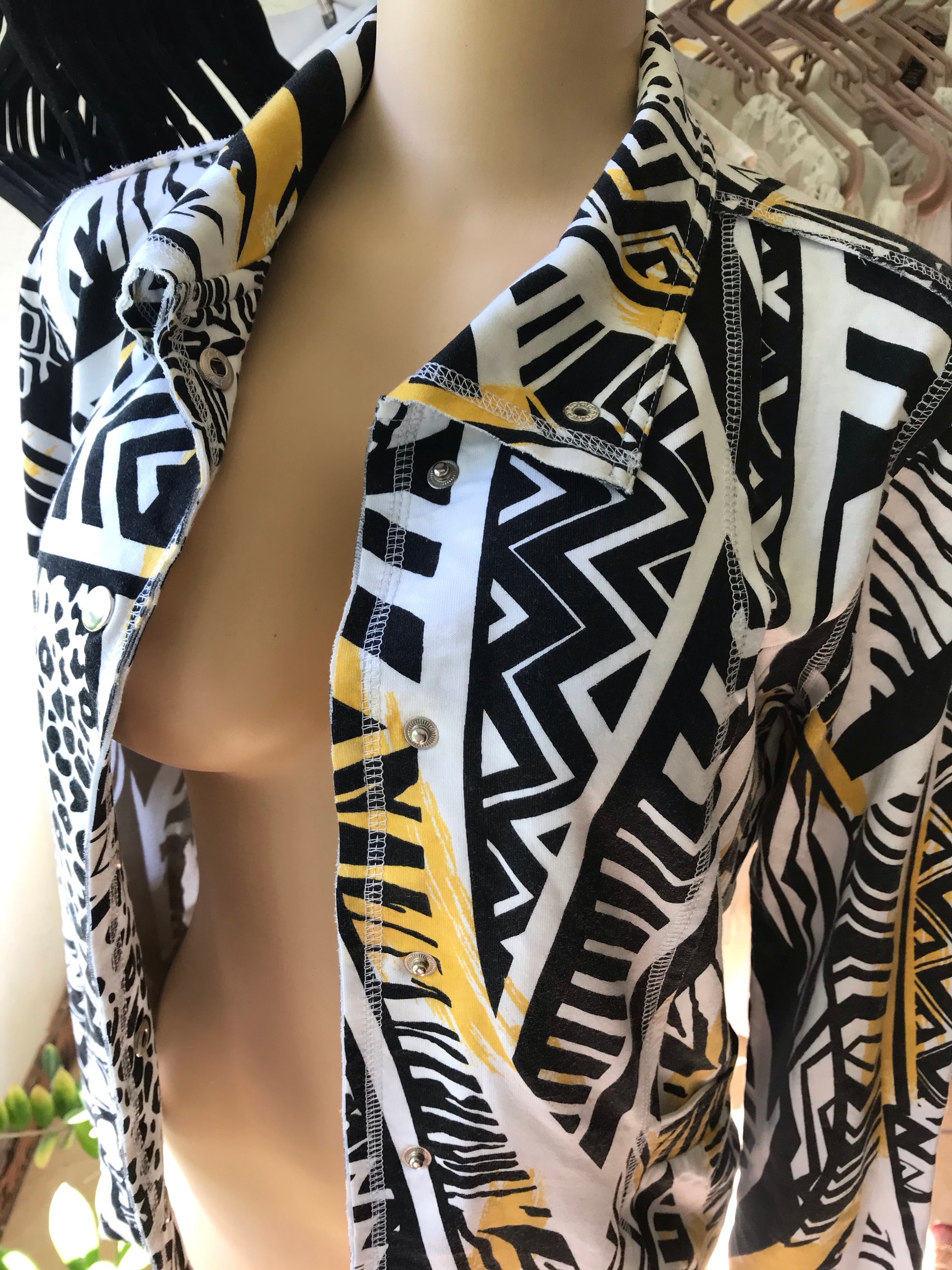 90s Vintage Tribal Print Soft Jacket Pockets