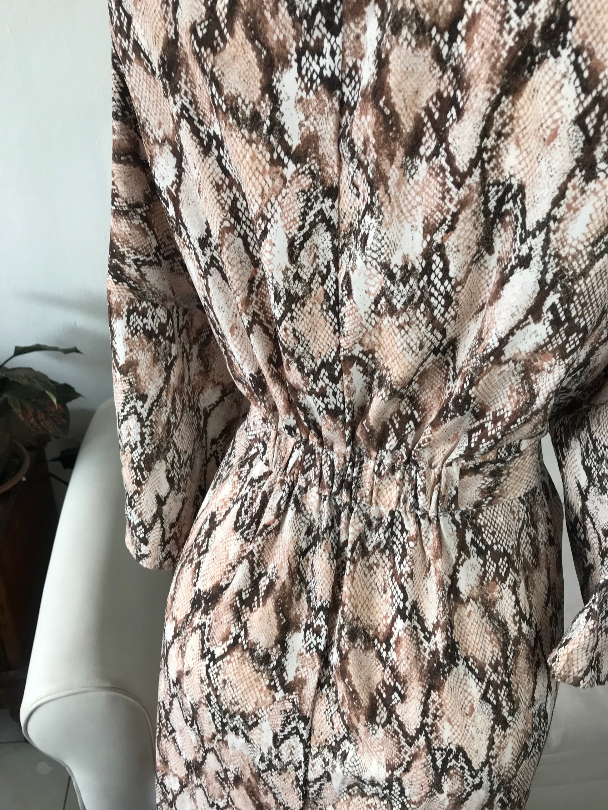 Snakeskin Nude Maxi Robe / Kimono - L