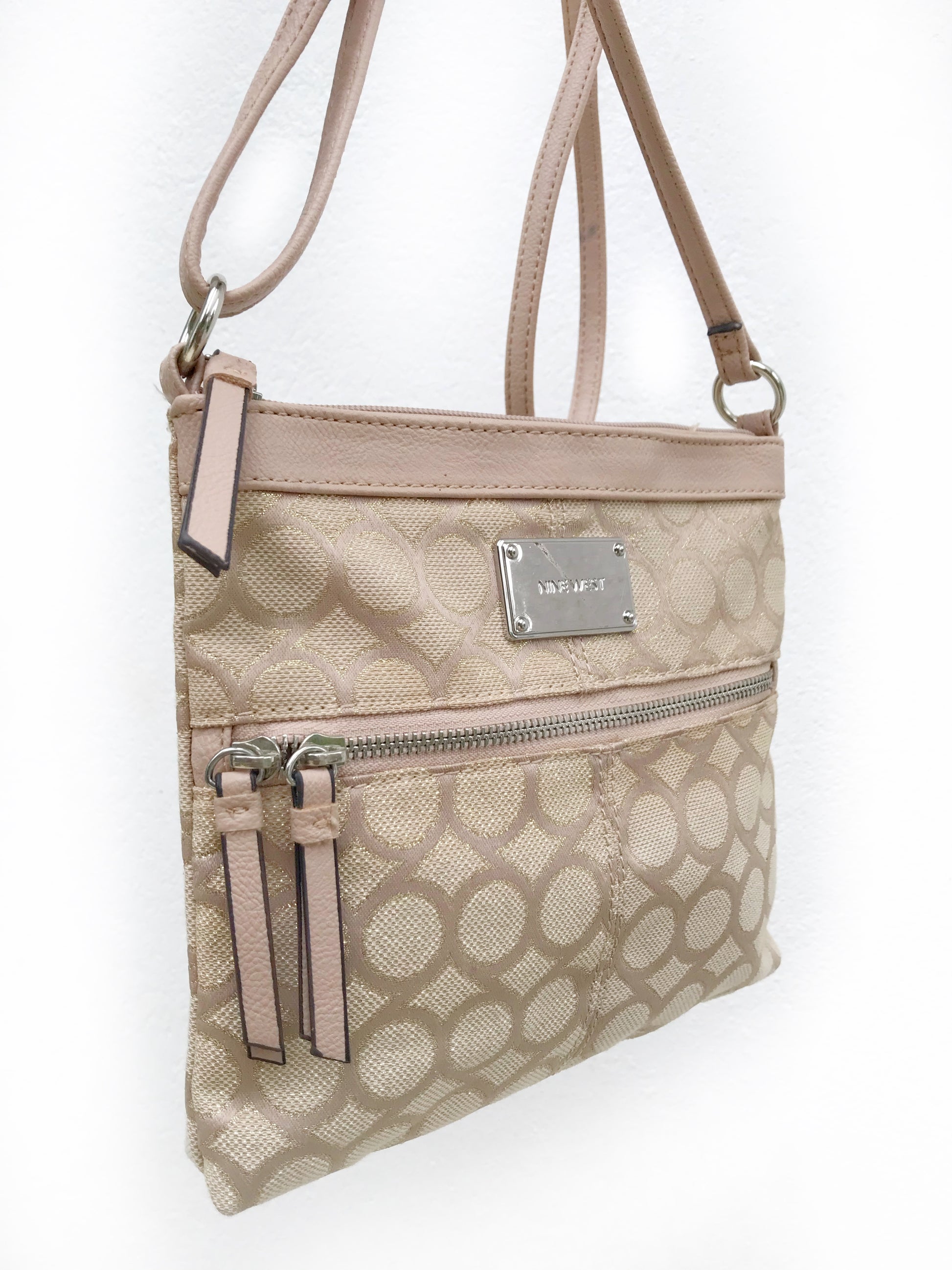 Nine West Cross body Bag Cream Goldweave