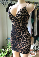 Load image into Gallery viewer, Cheetah Print Backless Dress Mesh Look
