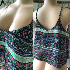 Fun Sheer Spaghetti Strap Top Neon Print