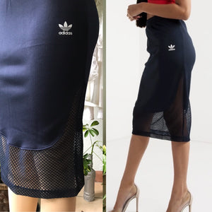New Adidas Navy Mesh Skirt Fitted