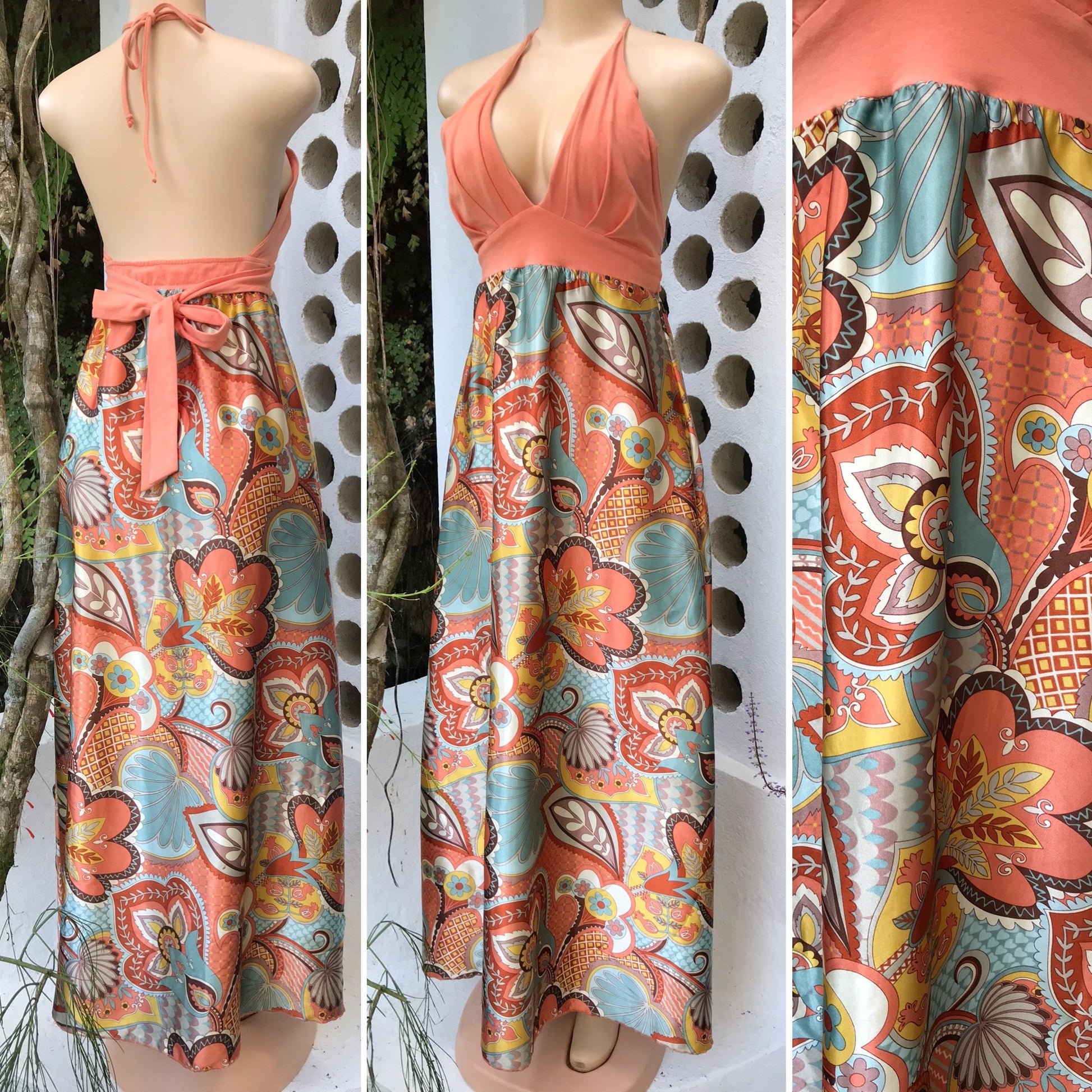 Orange Silky Occasion Maxi Dress Printed