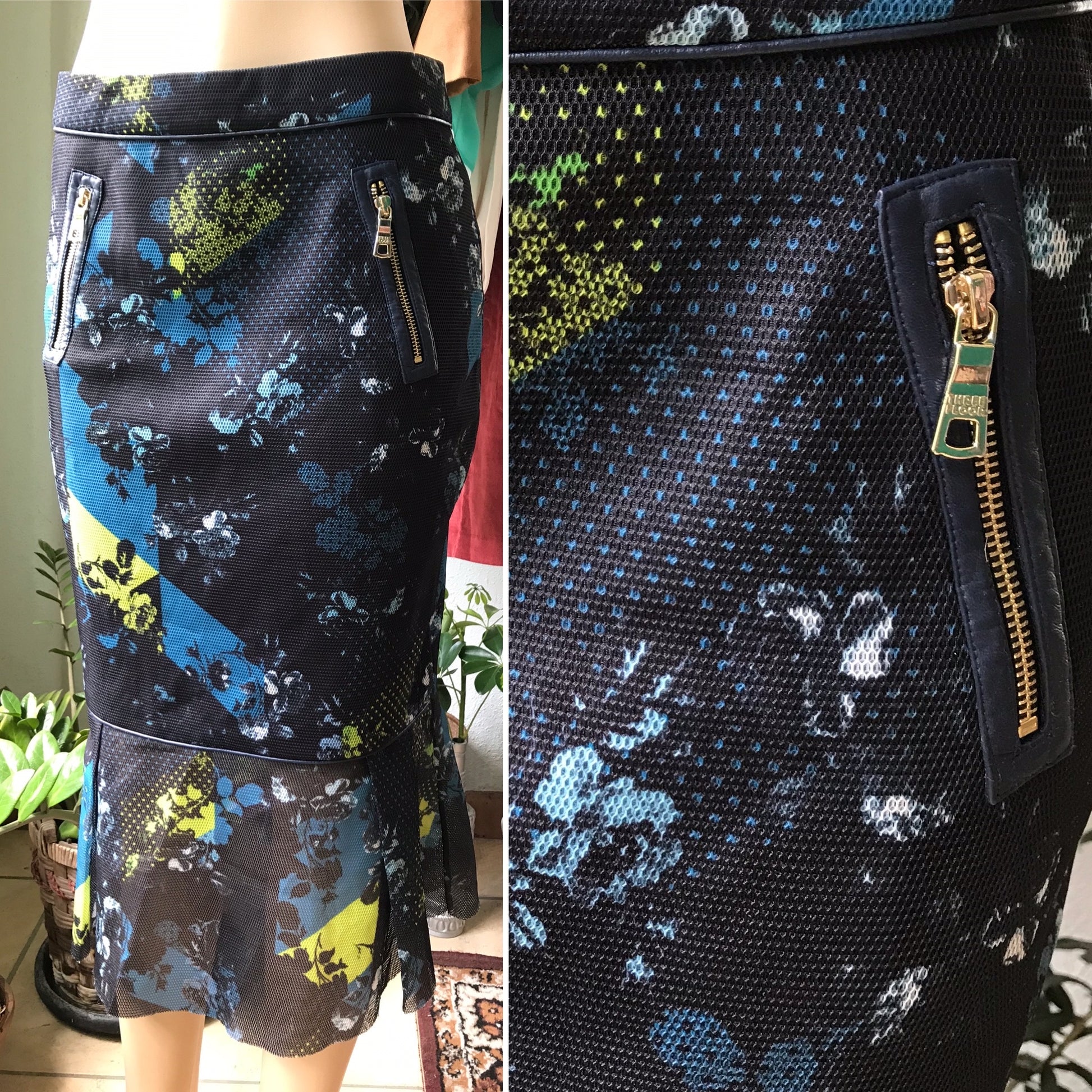 Black Floral Mermaid Skirt Zips UK