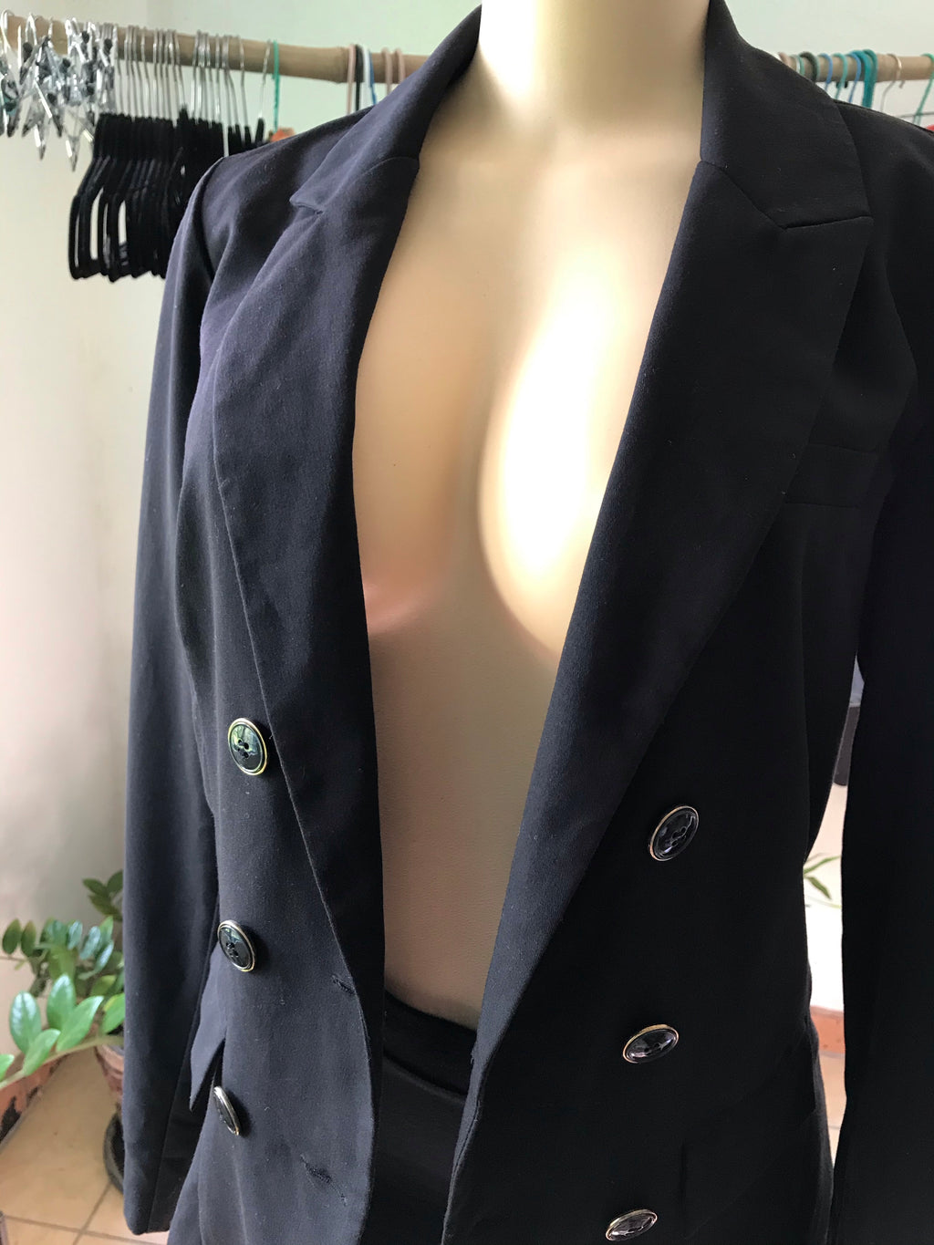 90s Vintage Double Breasted Black Blazer