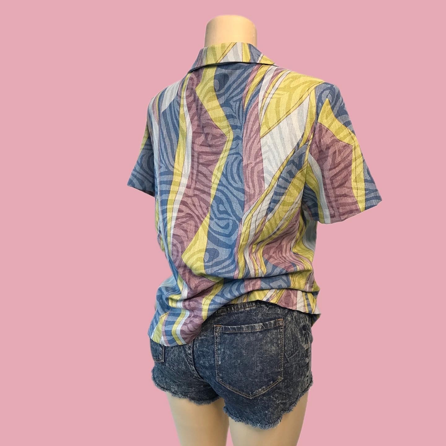 80s Two Tone Pattern Light Jacket ^^^ M/L