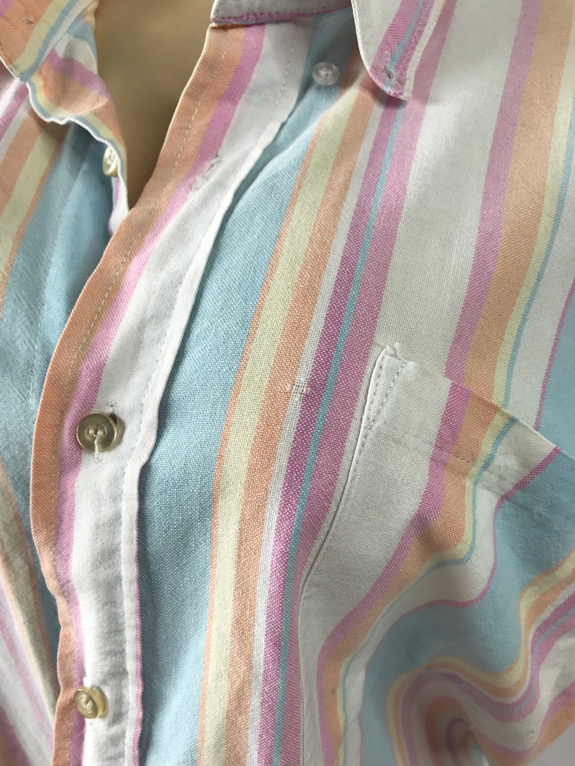 Men's Retro Candy Stripe Cotton Button Down - L