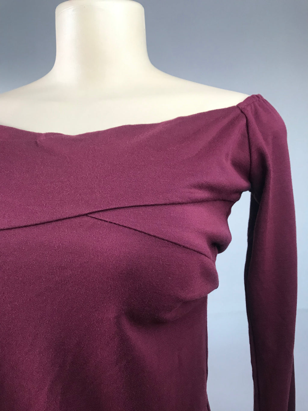 New Tag Basic Maroon Off the Shoulder Sleeve Top - L