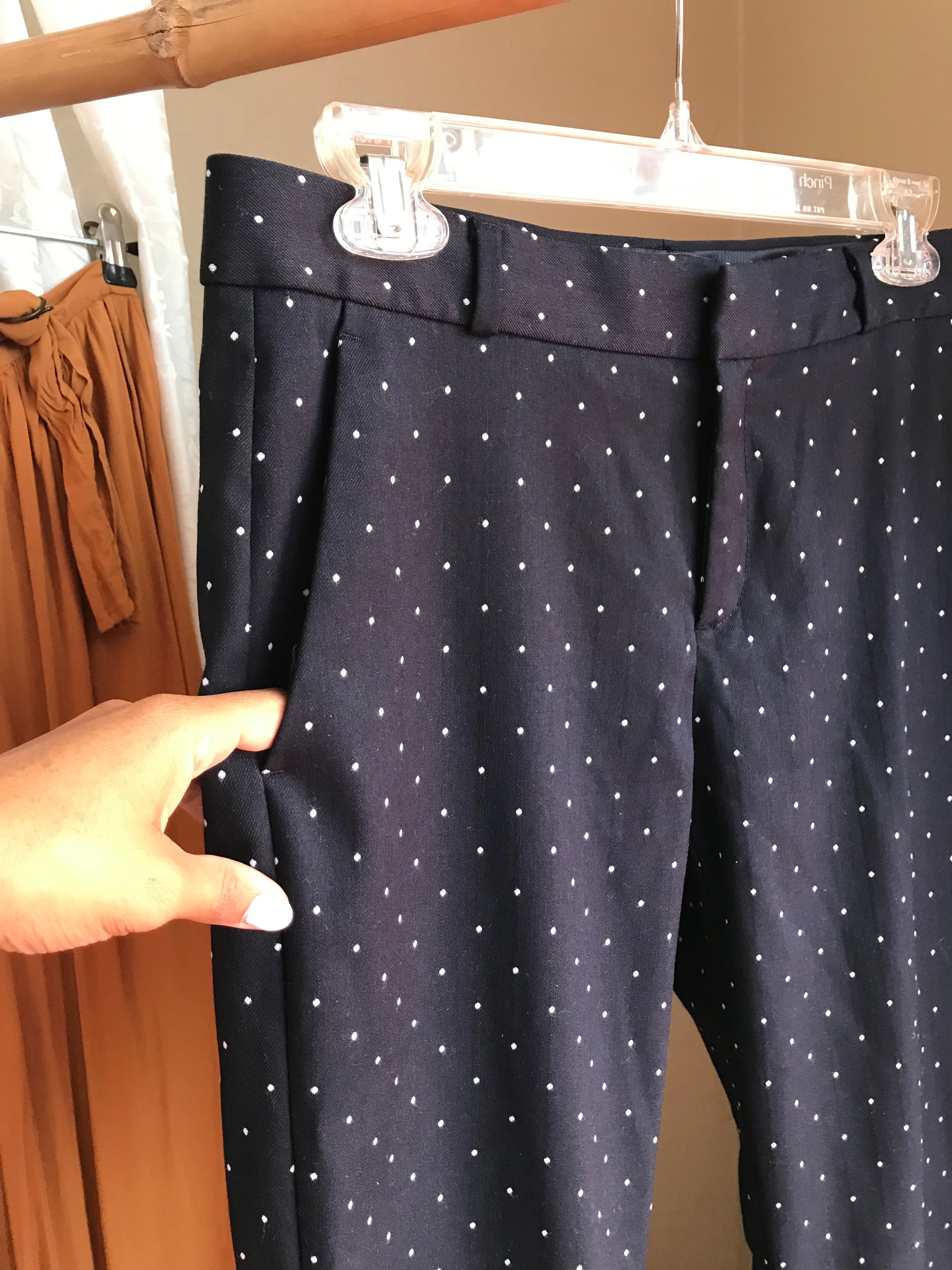 Banana Republic Navy Polka Professional Stretch Pants - M