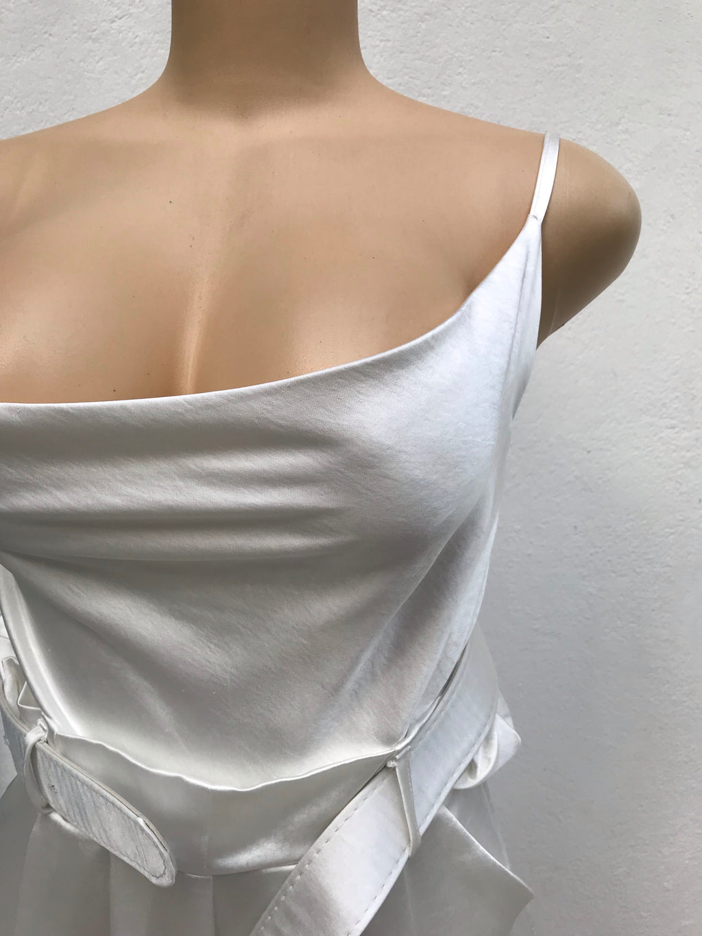 White Silky Spaghetti Booty Romper