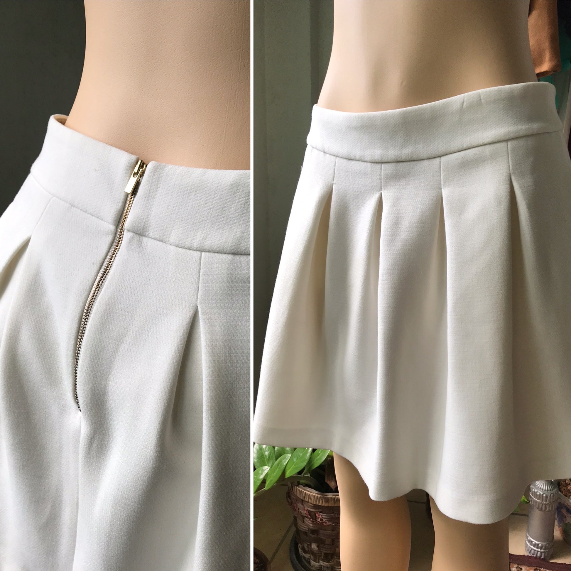 Banana Republic Cream Flare Semi Formal Skirt Pockets