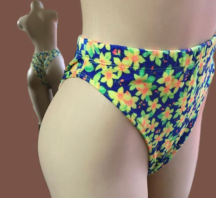 Retro Brazilian Neon Floral Bikini Bottom ^^^