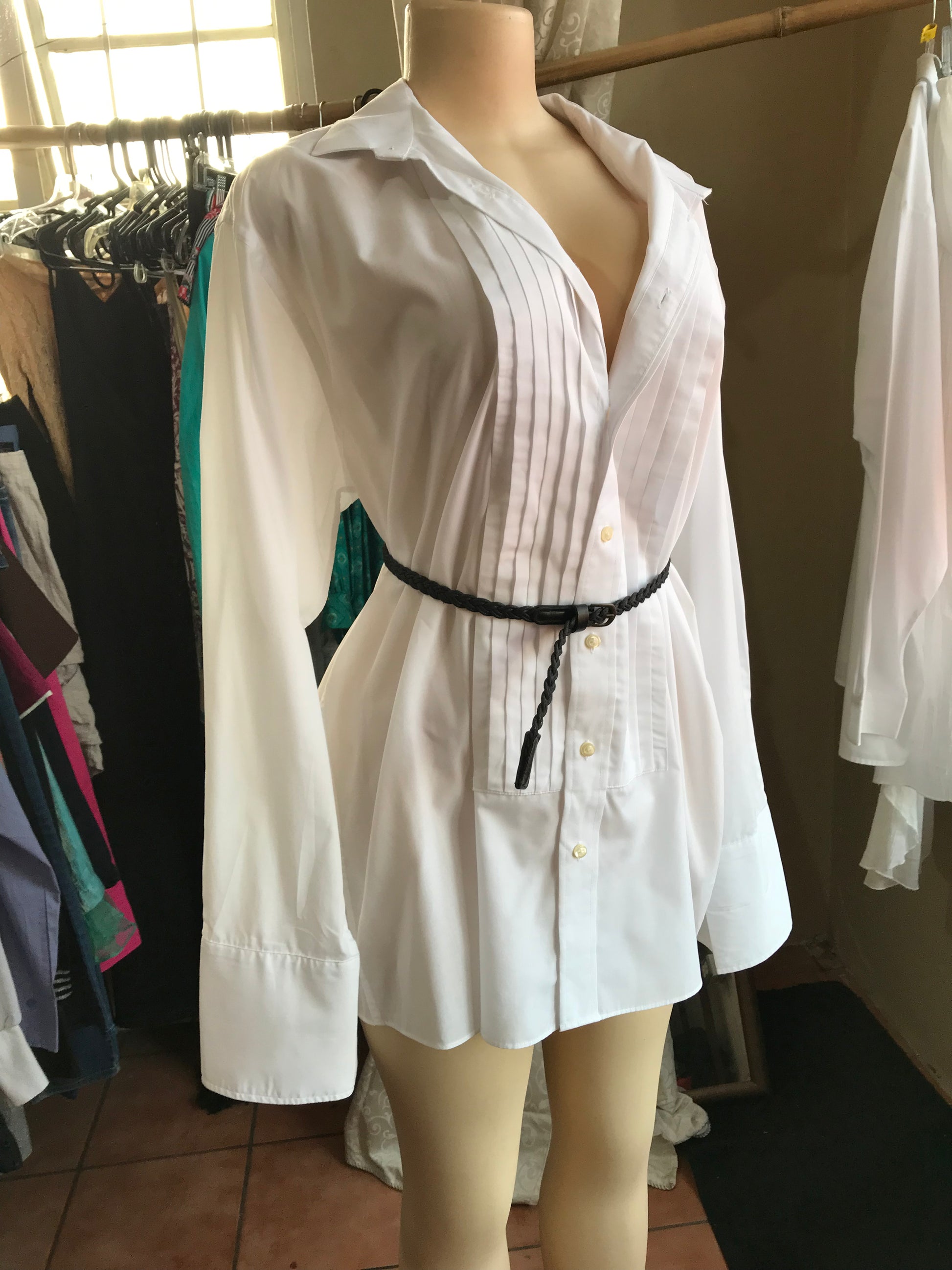 Oversized White Tuxedo Men's Shirt