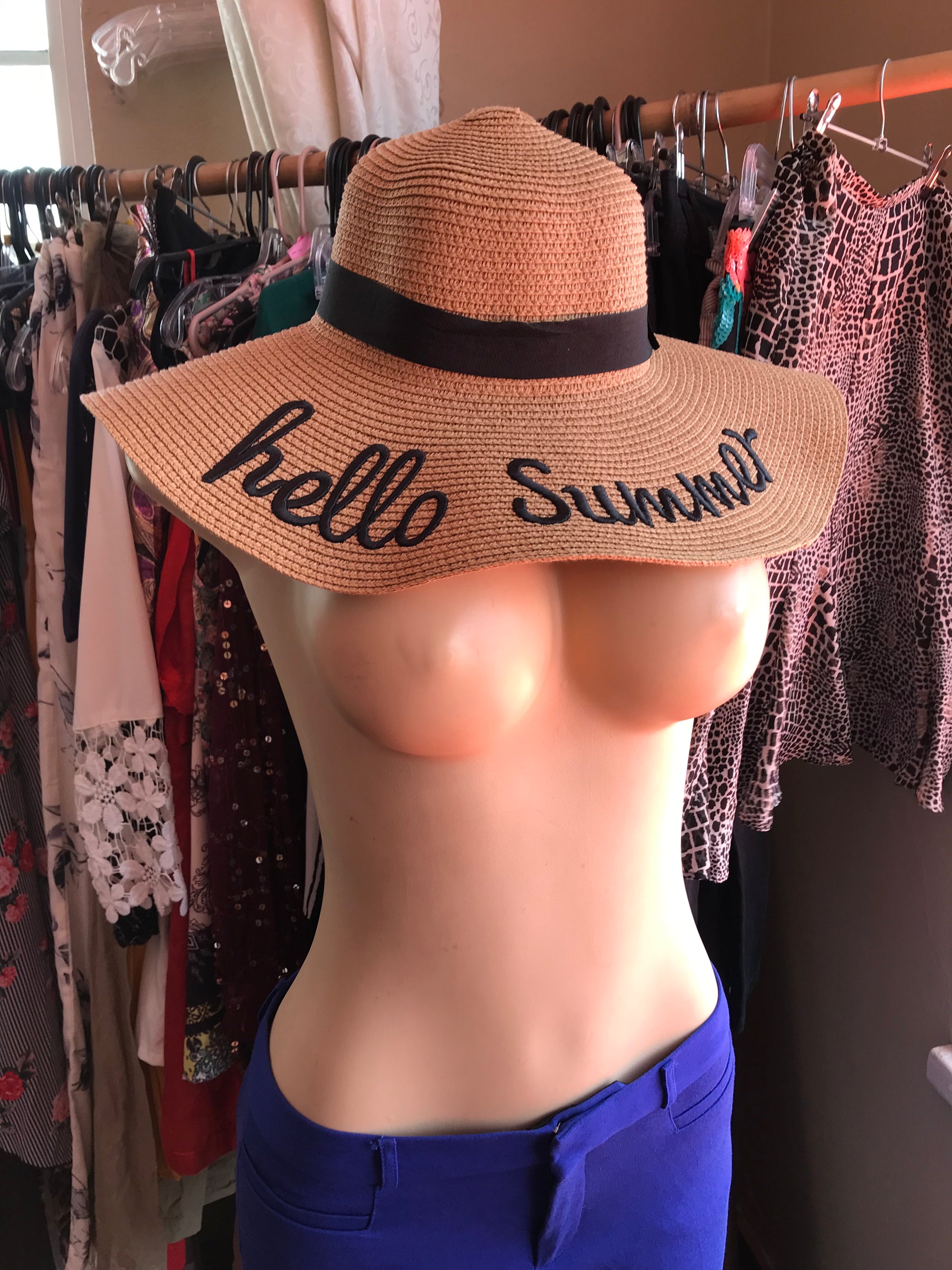 Hello Summer Wide Brim Holiday Hat - Like New