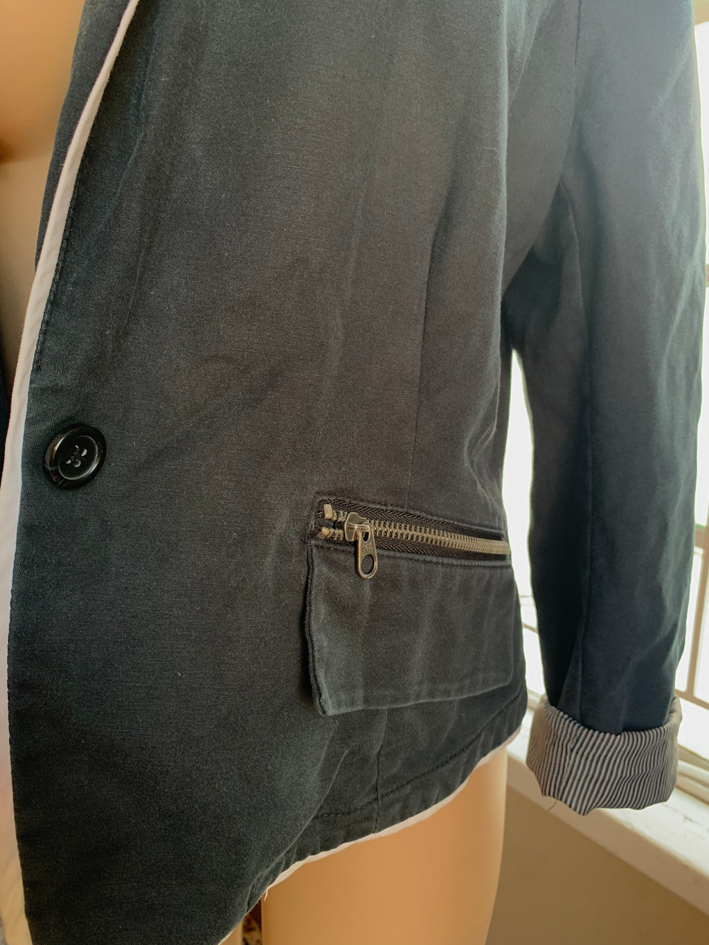 Black Blazer w Zip Pocket - /XL/
