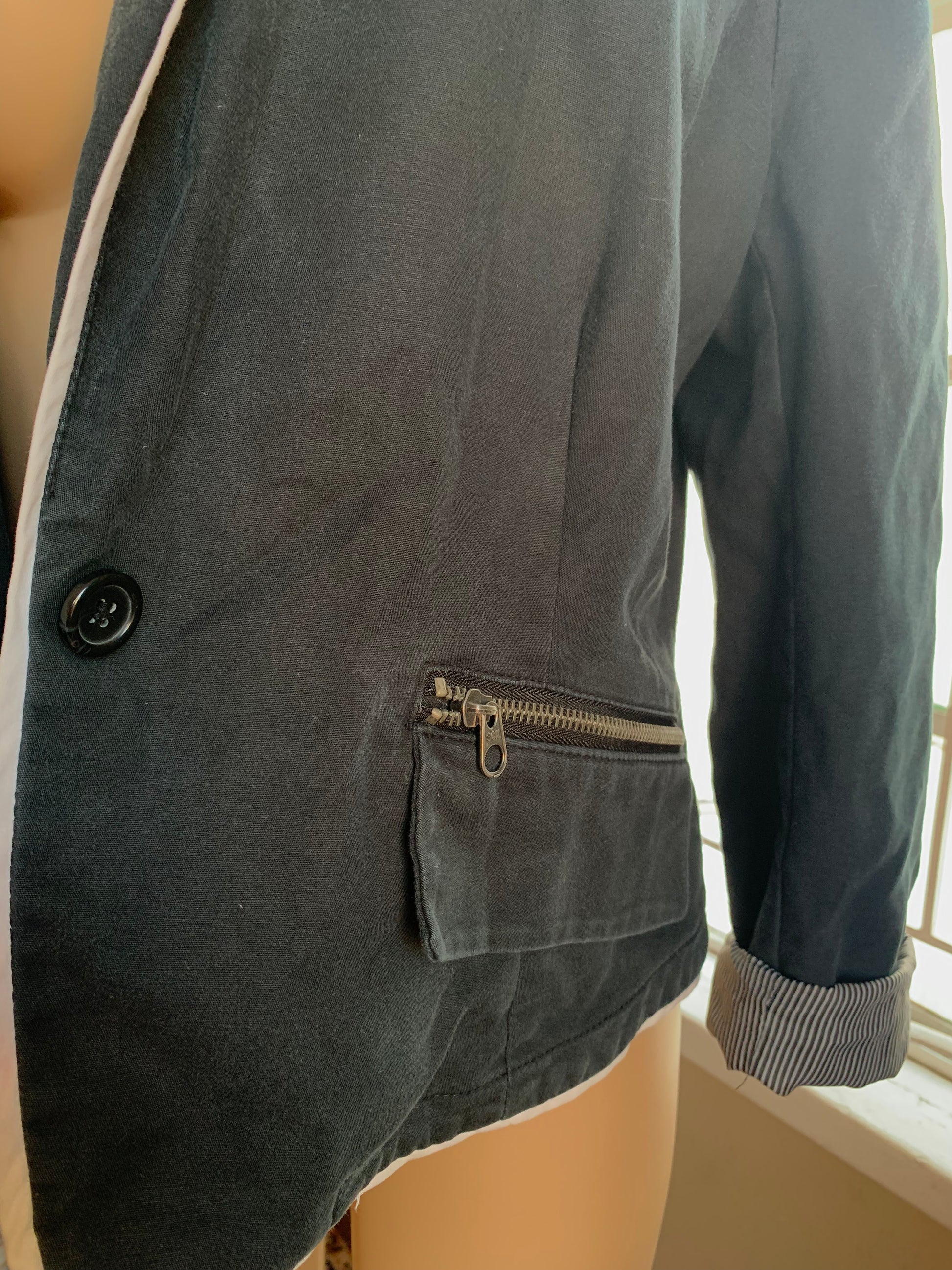 Black Blazer w Zip Pocket - /XL/