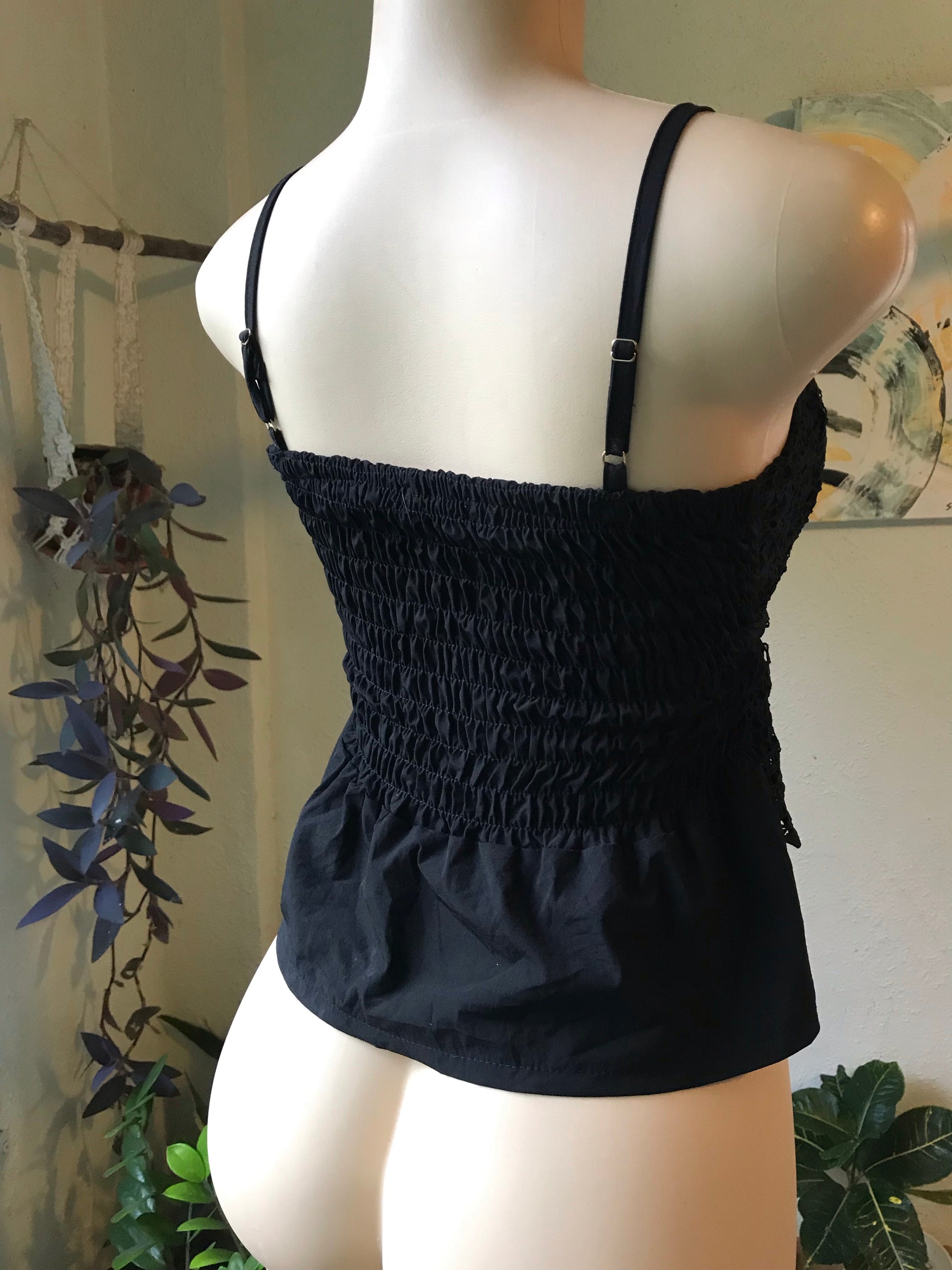 Black Lace Spaghetti Strap Top