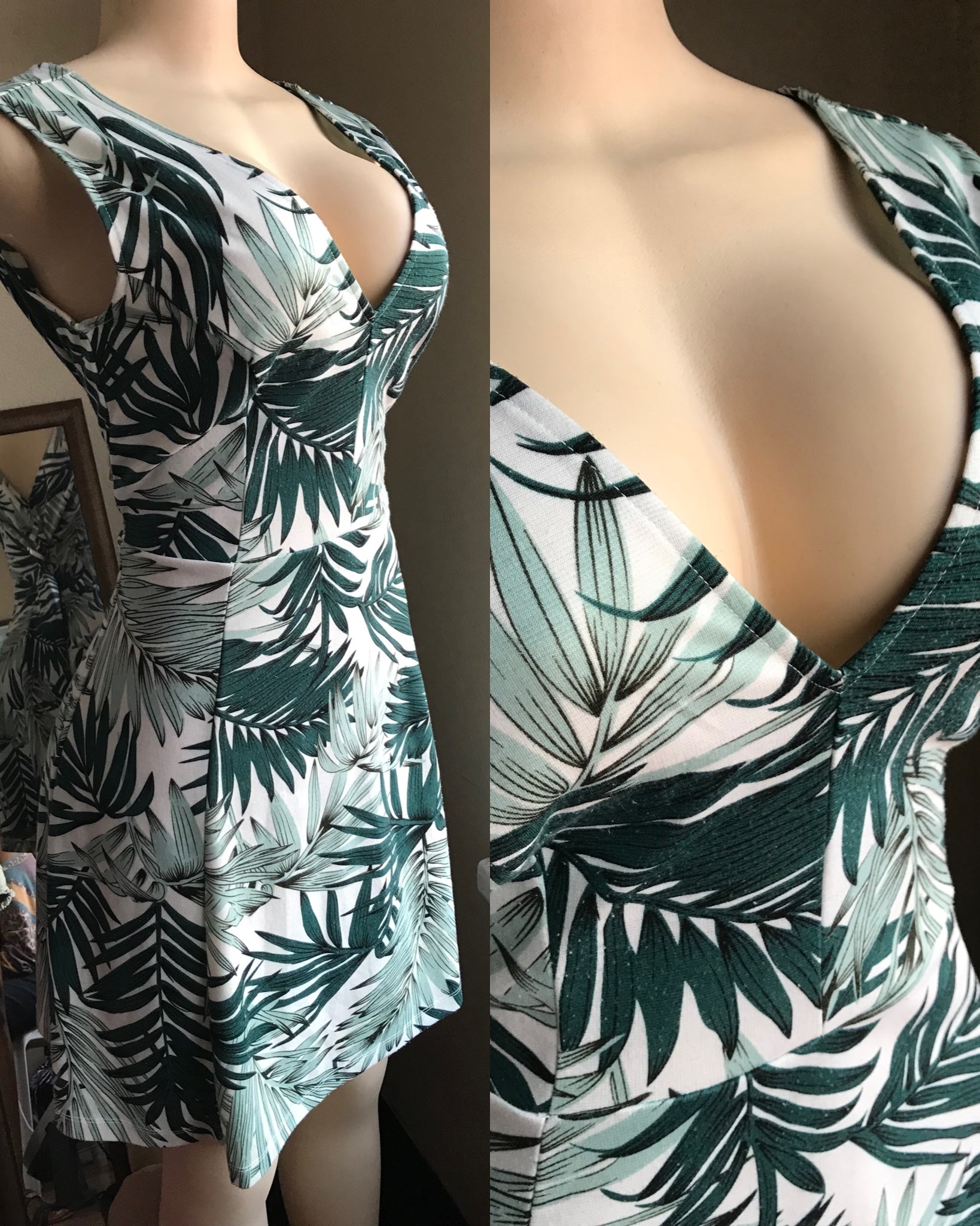 H&M Palm Leaf Print Midi Dress - L