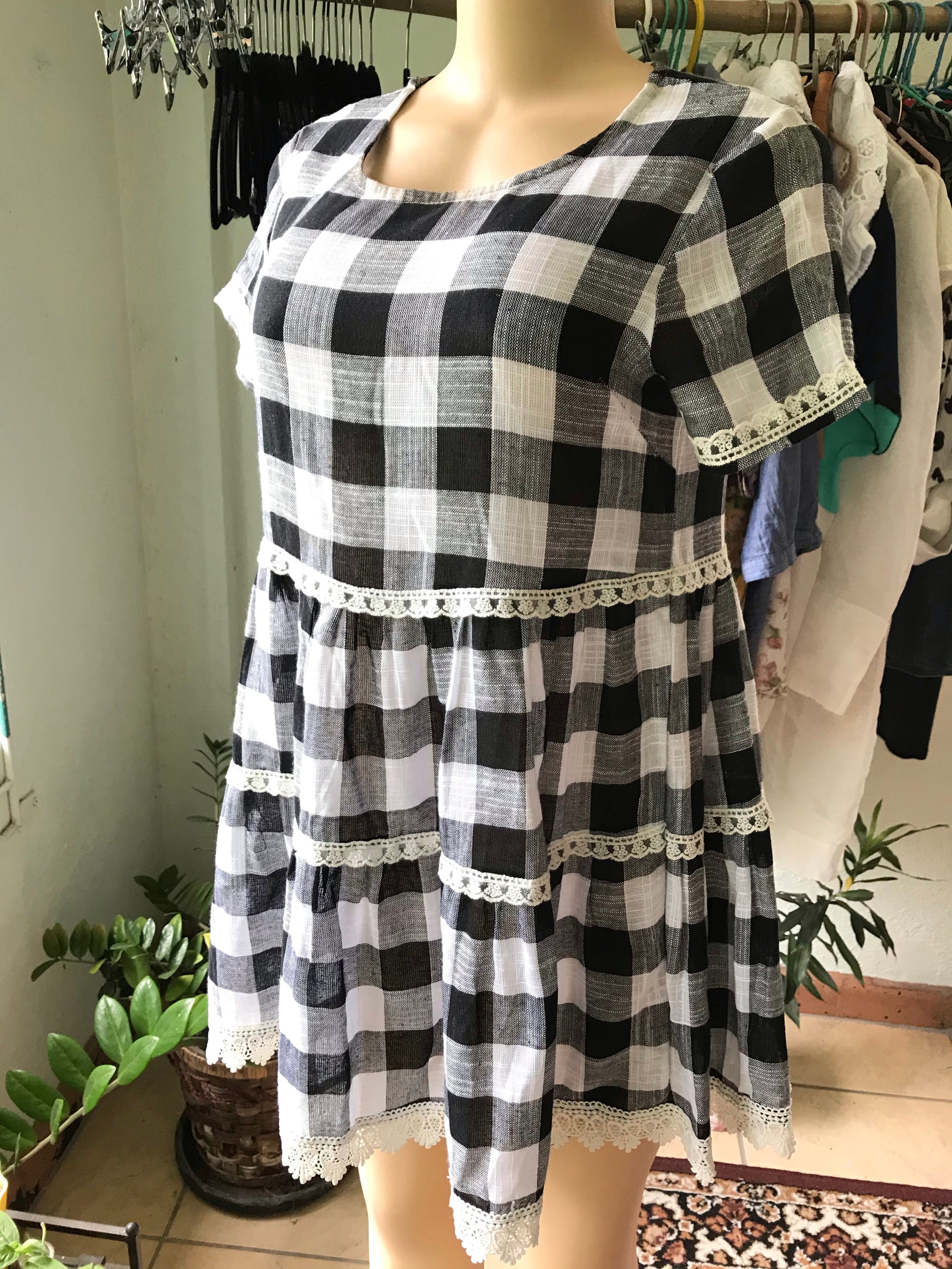 B&W Checkerboard Mini Dress