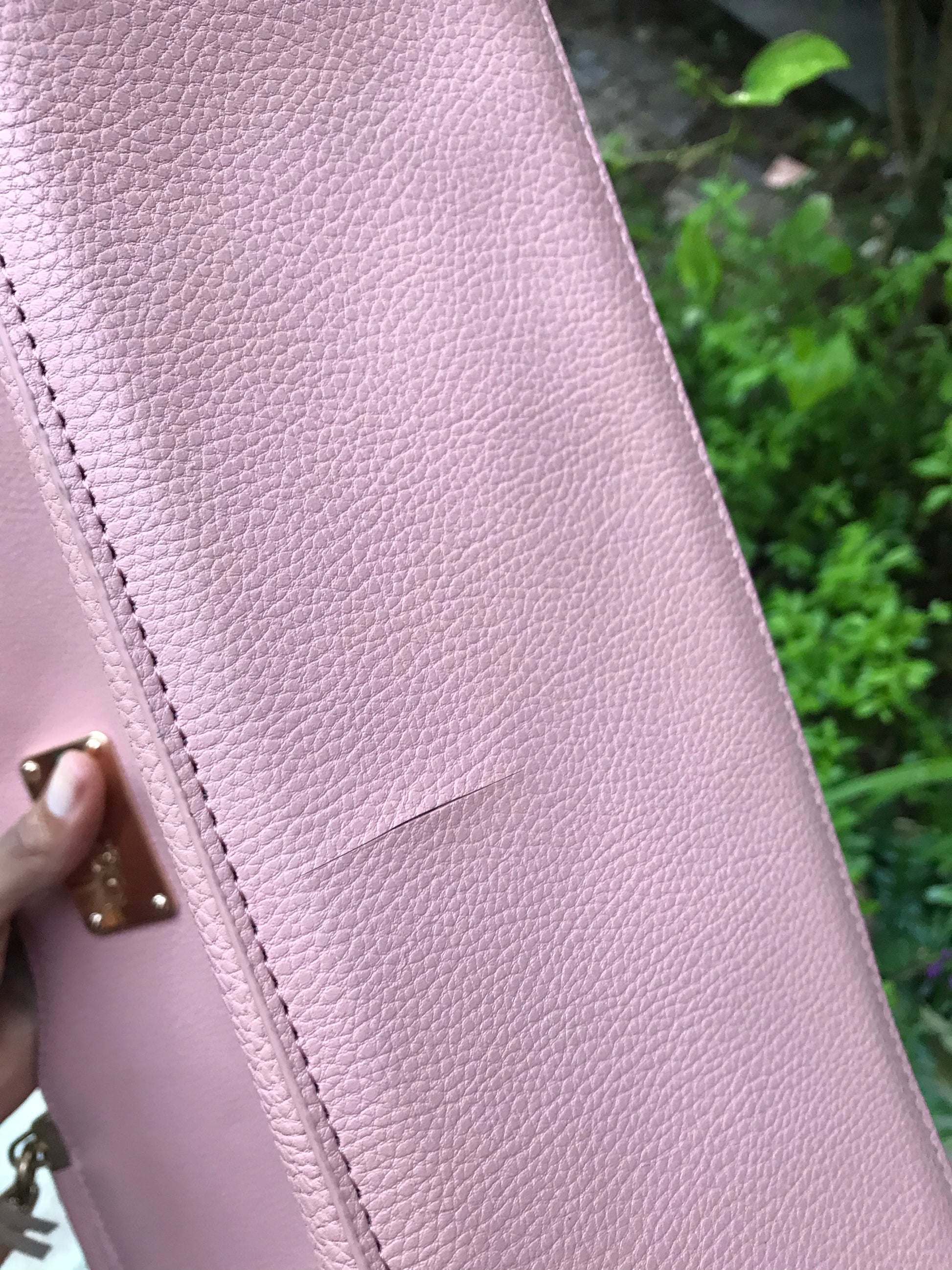 New Blush Bebe LA Genuine Braided Handle Handbag Lg