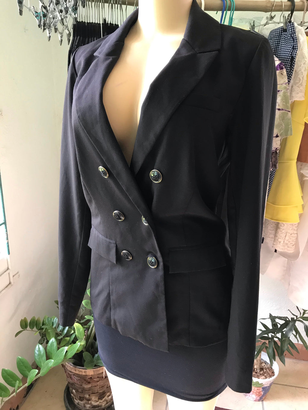 90s Vintage Double Breasted Black Blazer