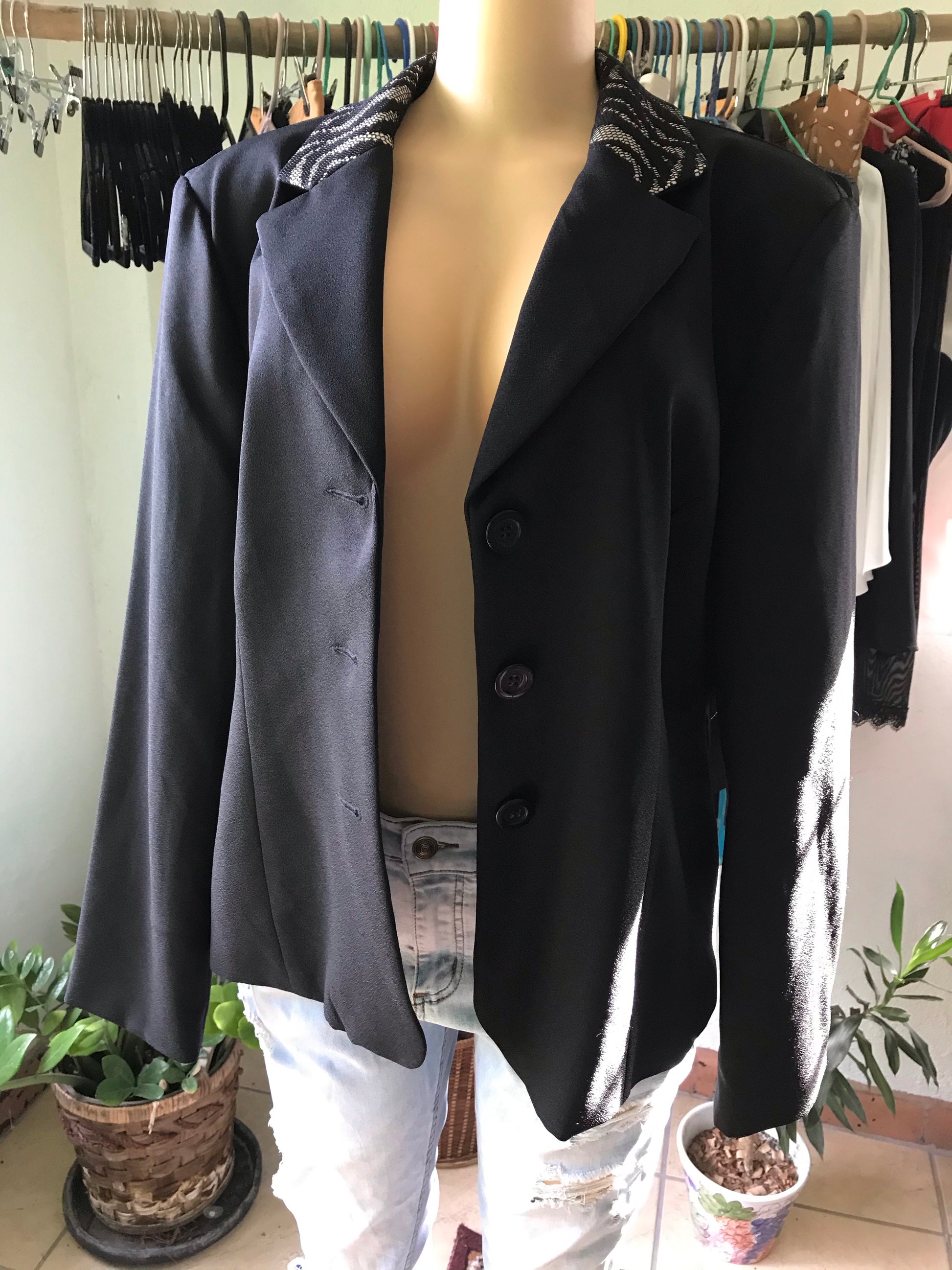 Vintage Black Lace Collar Blazer