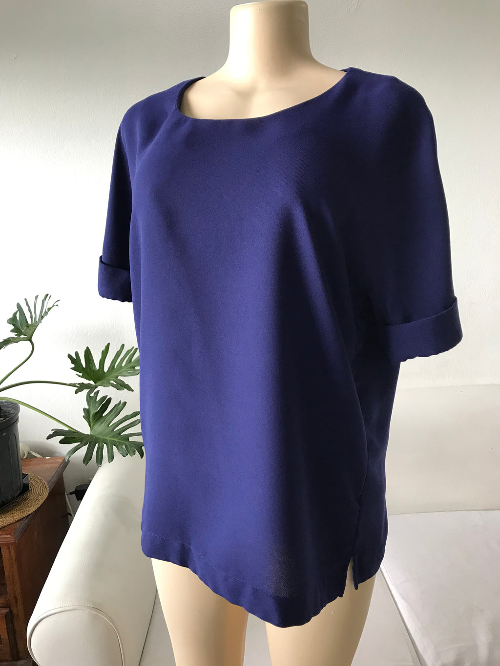 Navy Professional Tee Blouse Cuffed - XL/