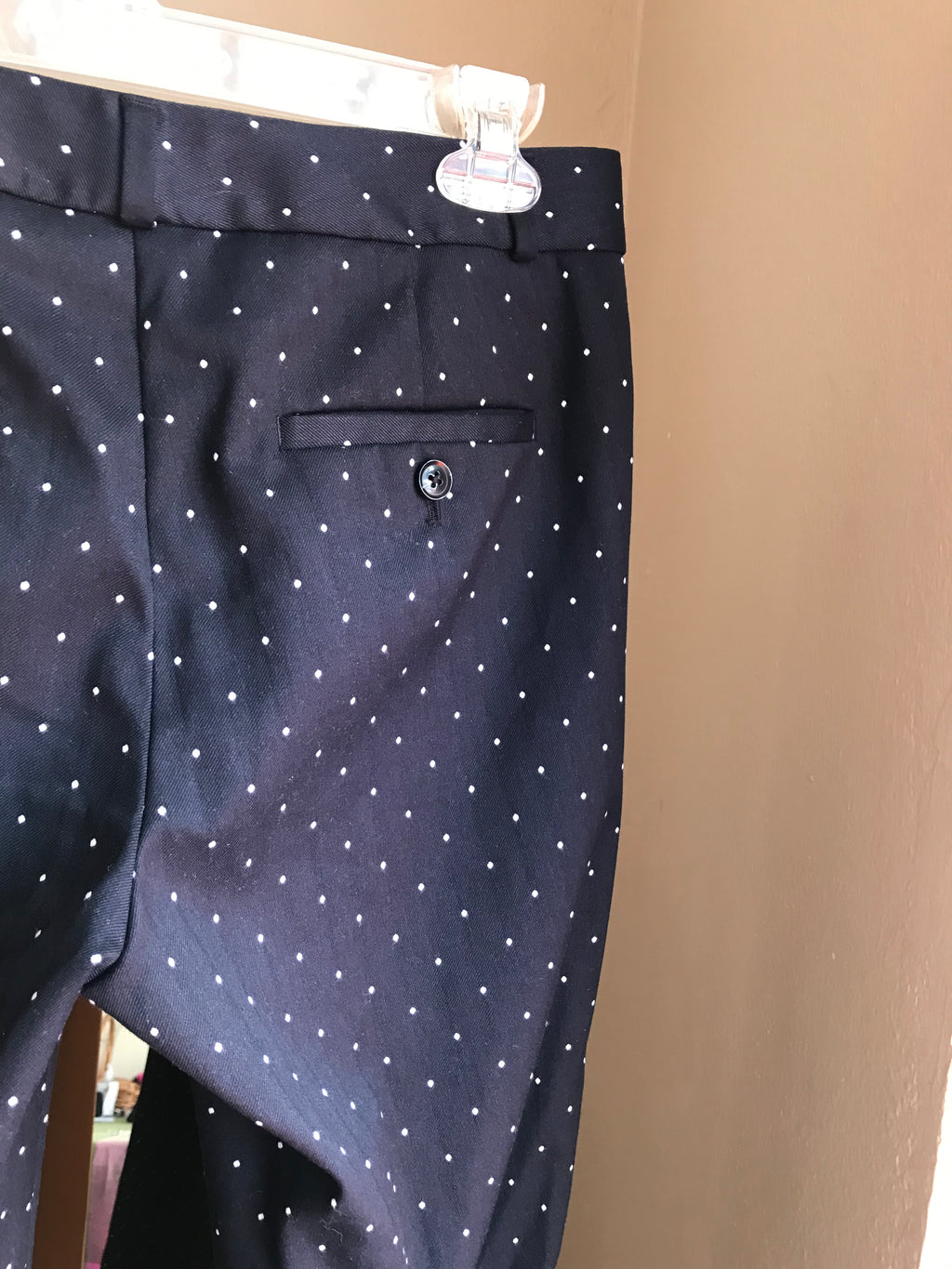 Banana Republic Navy Polka Professional Stretch Pants - M