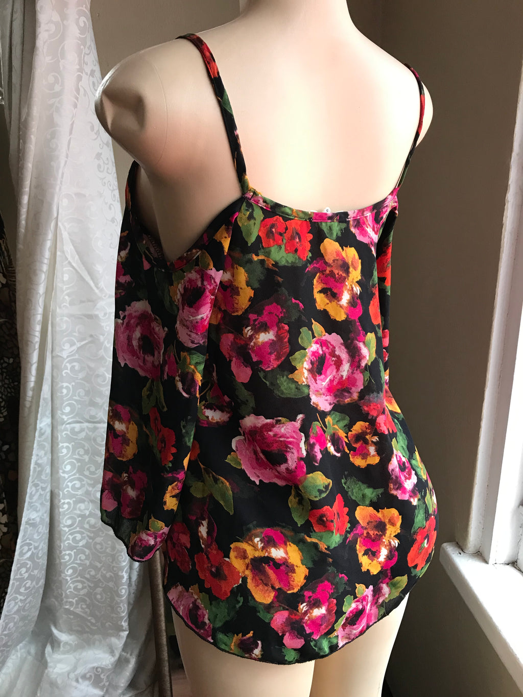 Black Floral Cold Shoulder Blouse