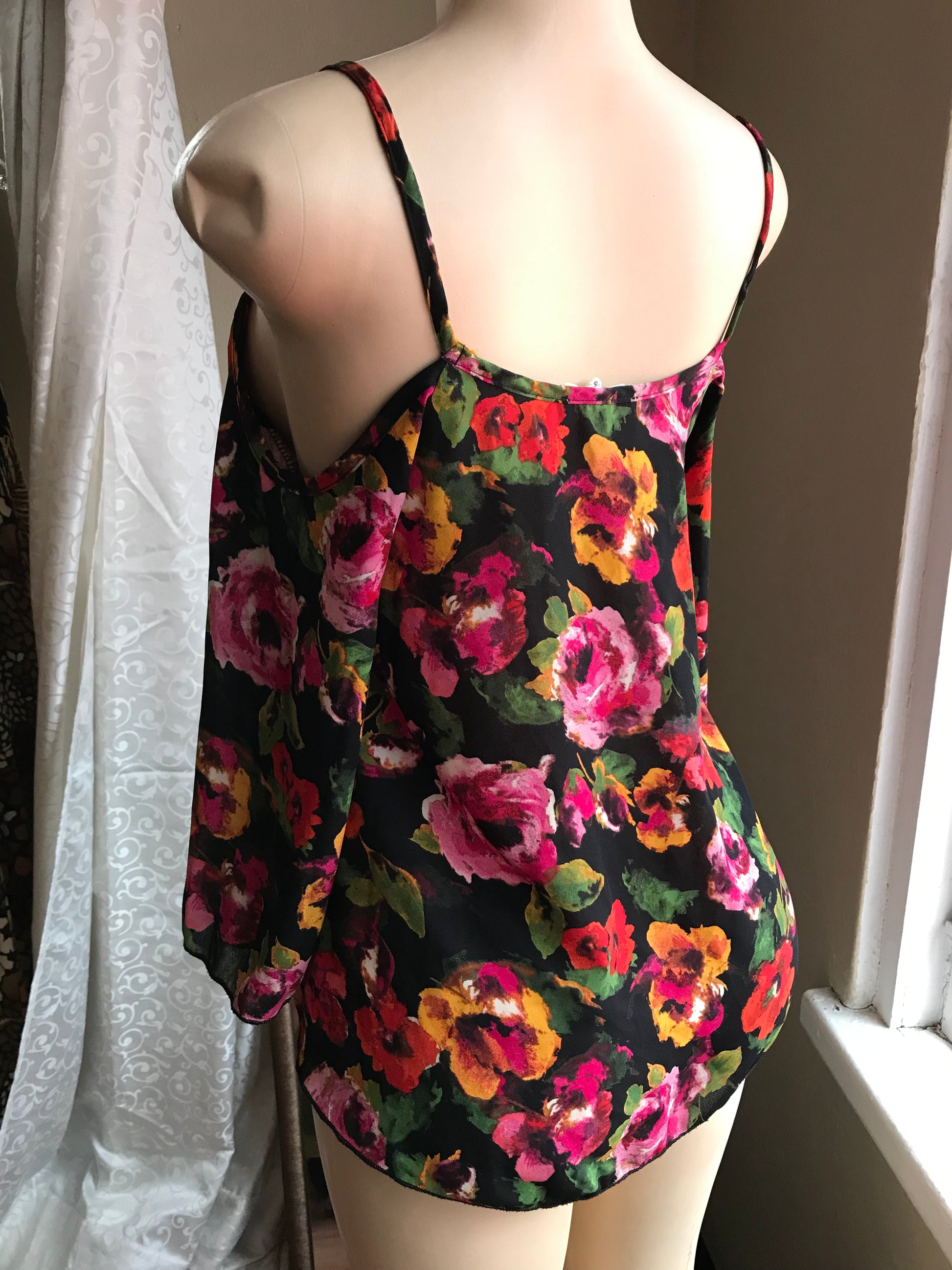 Black Floral Cold Shoulder Blouse