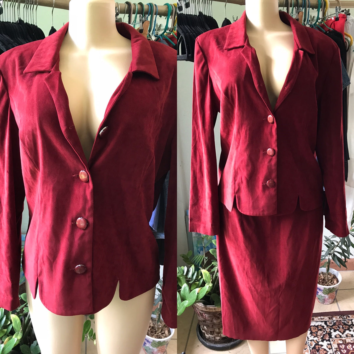 Vintage Wine Suade Blazer Set
