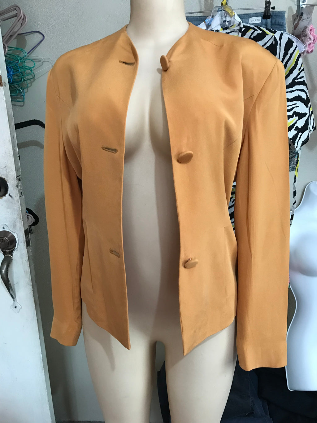 Vintage Gold 100% Silk Jacket - M
