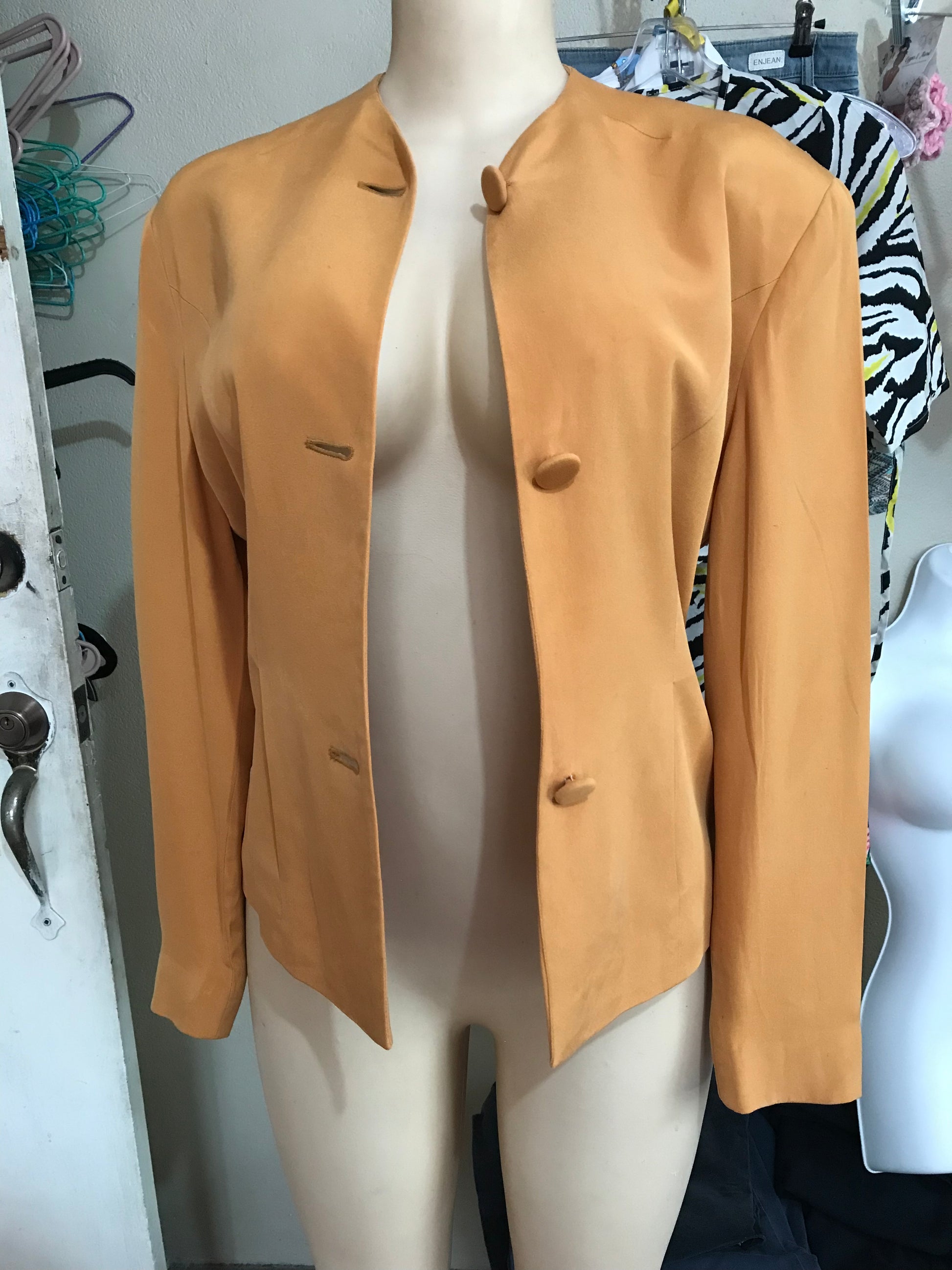 Vintage Gold 100% Silk Jacket - M