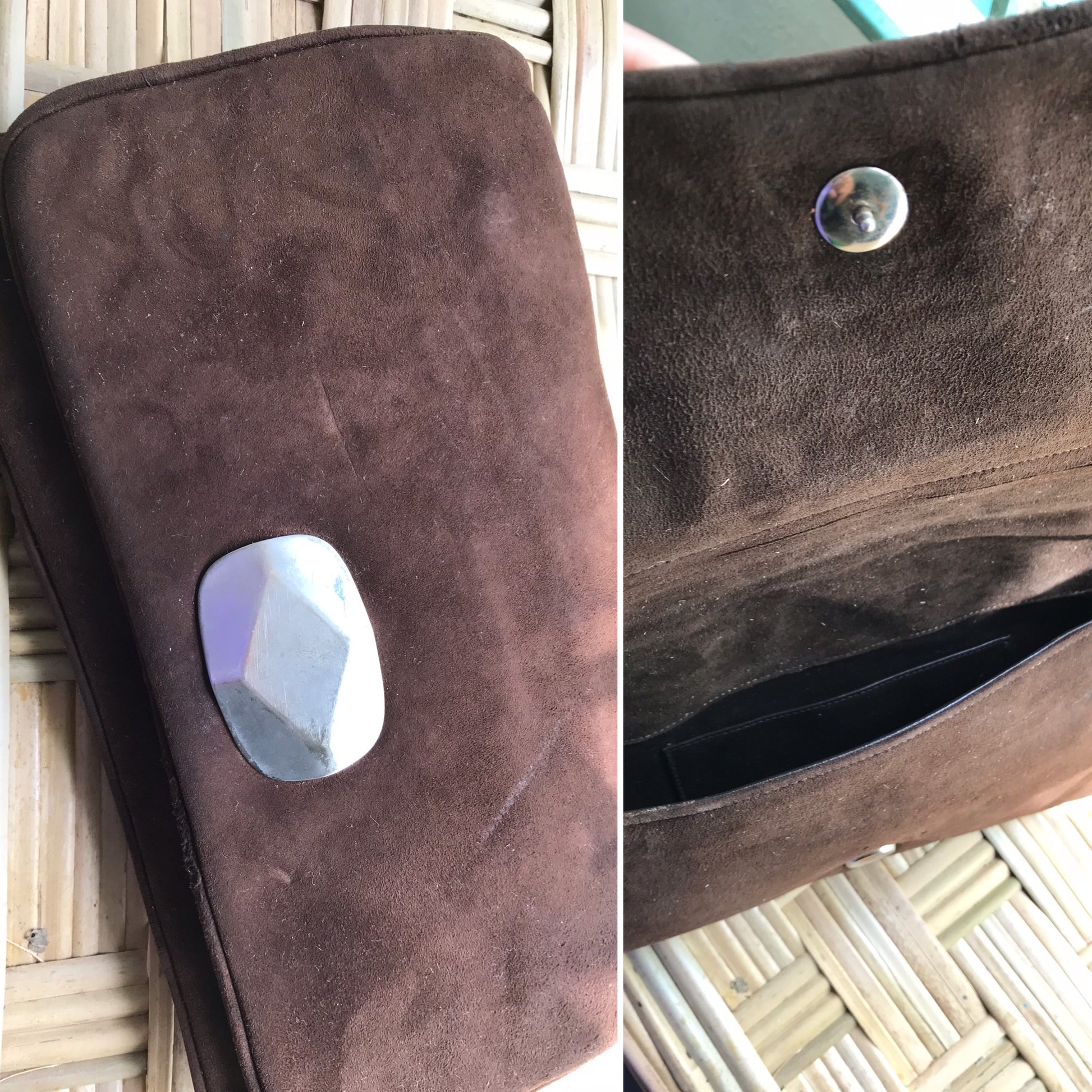 Brown Suade Clutch Purse