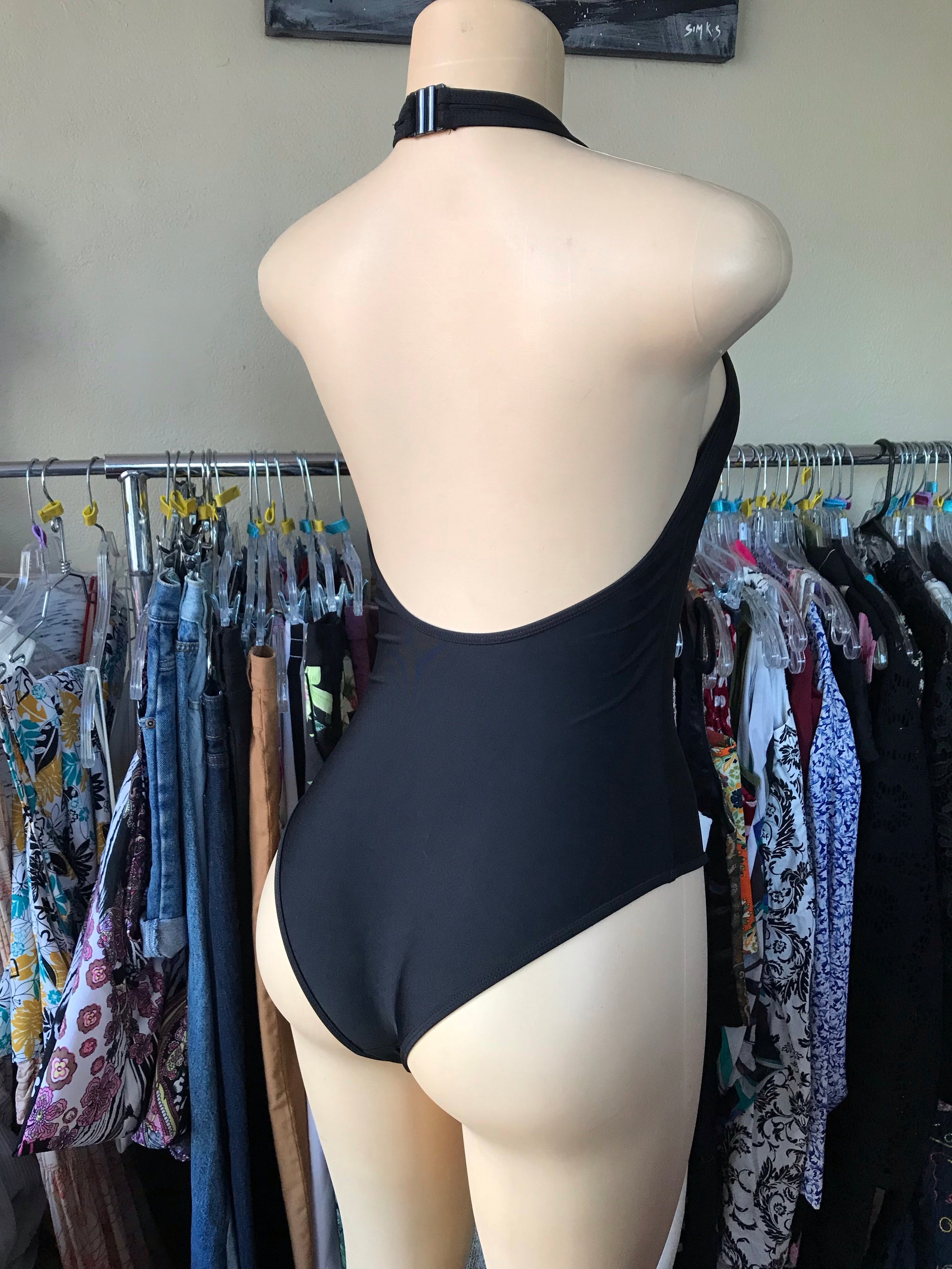 Unworn Sexy Black One Piece Swim Suit UK - S